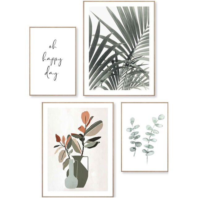 Reinders! Wandbild »Natur Palmbaumblätter - Pflanz - Eukalyptus - Blum -  Glück«, (4 St.) bequem kaufen