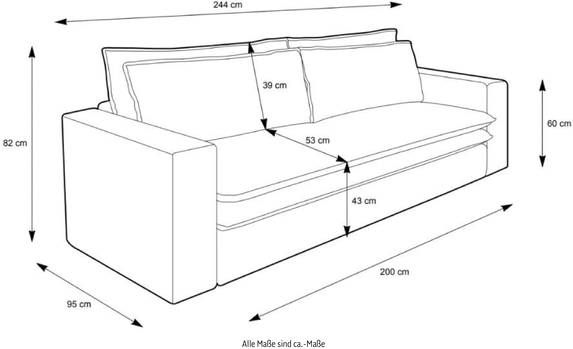 3-Sitzer-Sofa of bestellen mit und (2 »PIAGGE«, Loveseat-Hocker Set im tlg.), Style Raten Places auf Bettfunktion Sitzgruppe