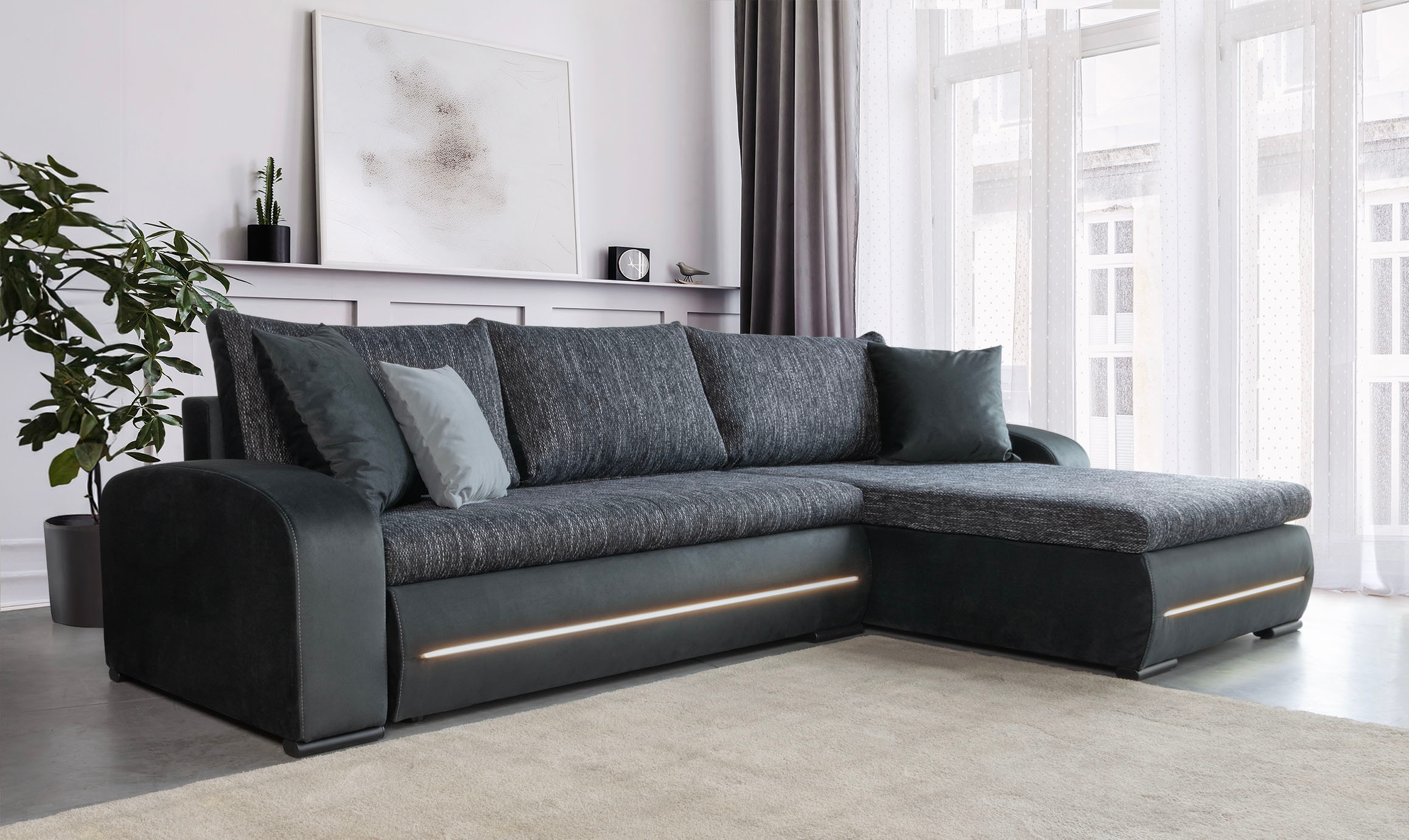 COLLECTION AB Ecksofa »Wind L-Form«, inkl. Schlaffunktion und Bettkasten, frei im Raum stellbar