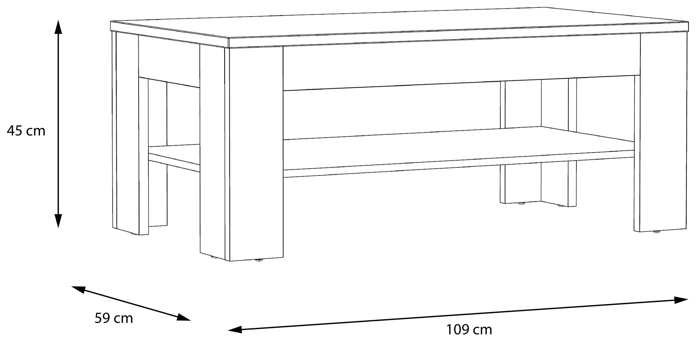 FORTE Couchtisch »Attention«, Couchtisch, Ablageboden, Holzoptik