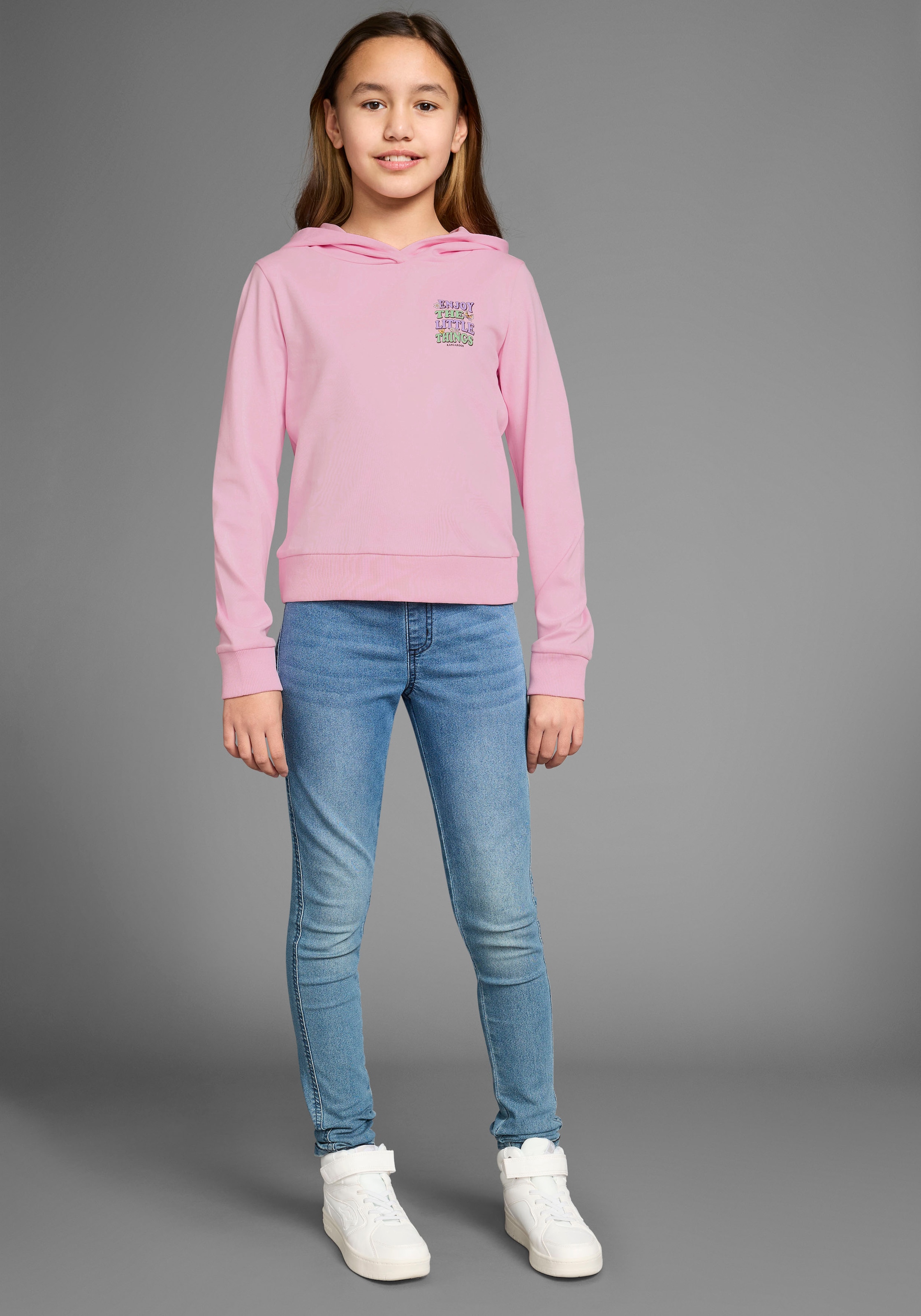 KangaROOS Kapuzenshirt »Shirt mit Rückendruck« in kurzer Form