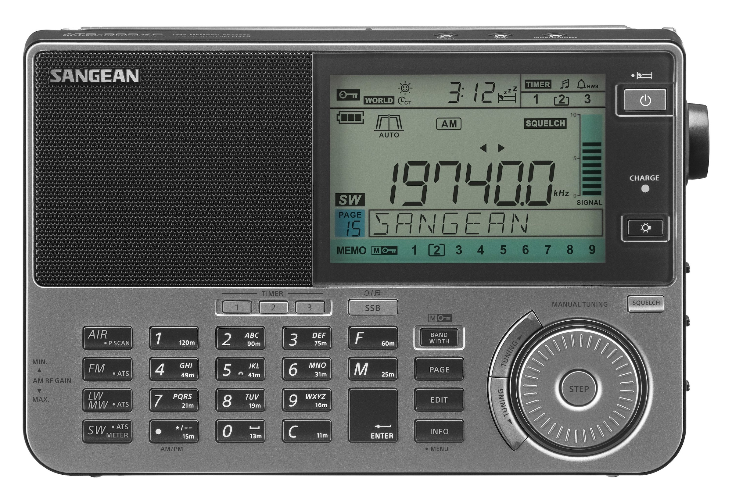 Sangean Weltempfänger »ATS-909 X2«, (FM-Tuner mit RDS-AM-Tuner), Große LC-Anzeige, Lautsprecher