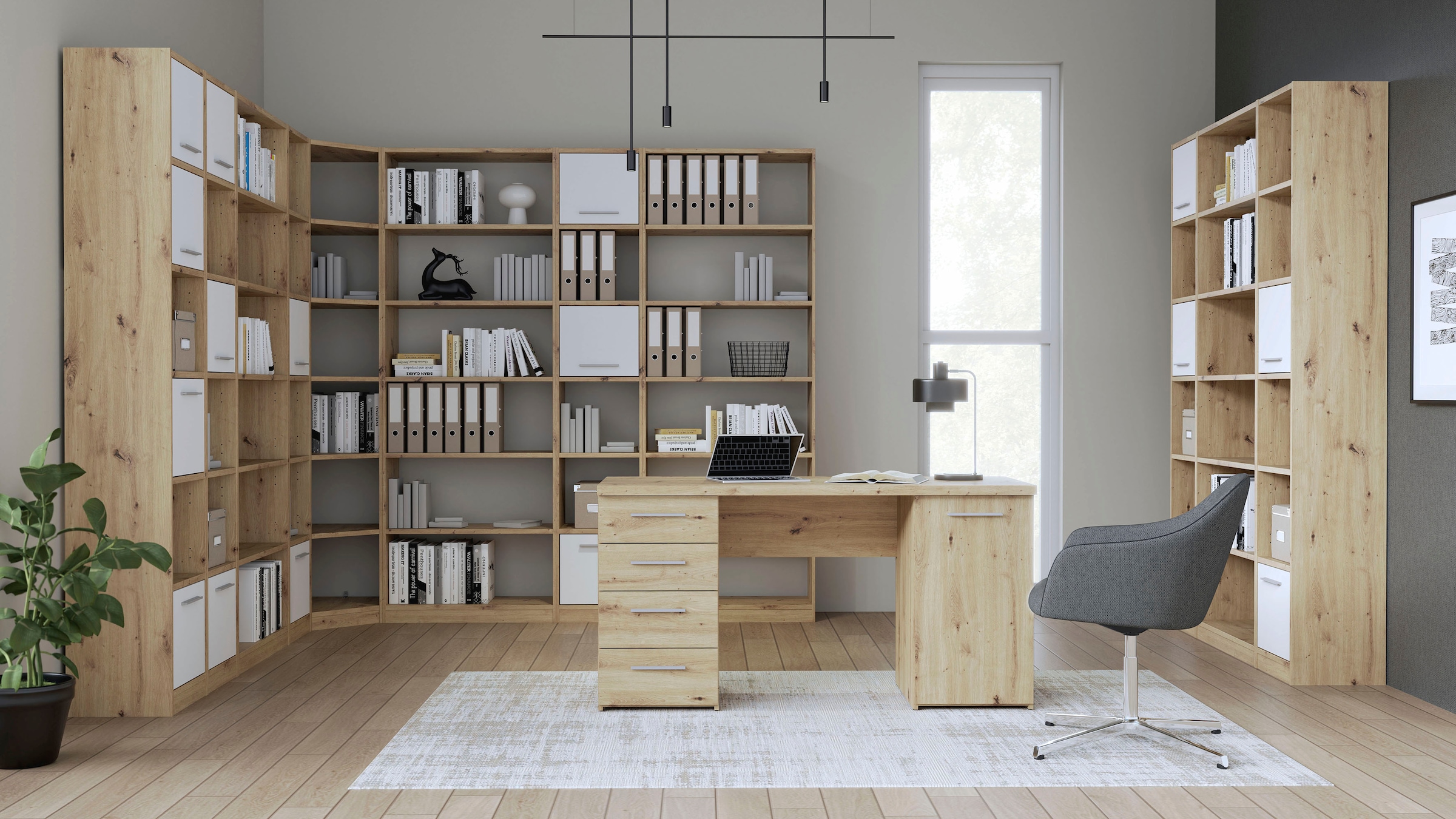 FORTE Aktenregal »Candlekeep, modernes Design«, Bücherregal, Höhe 220 cm, in 40 oder 80 cm Breite
