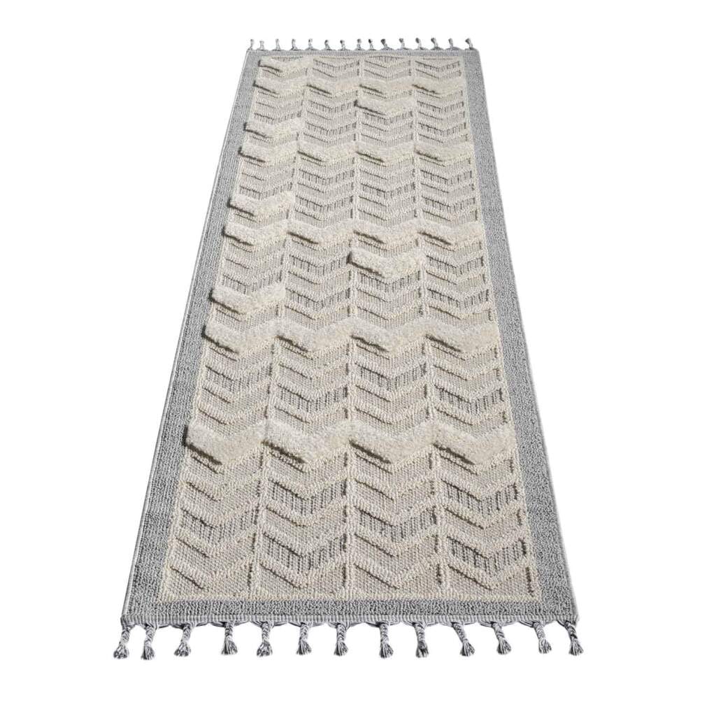 Carpet City Hochflor-Teppich »VALENCIA 920«, rechteckig, 20 mm Höhe, Läufer, Boho-Stil, Hochtief-Muster/ 3D-Effekt, mit Fransen