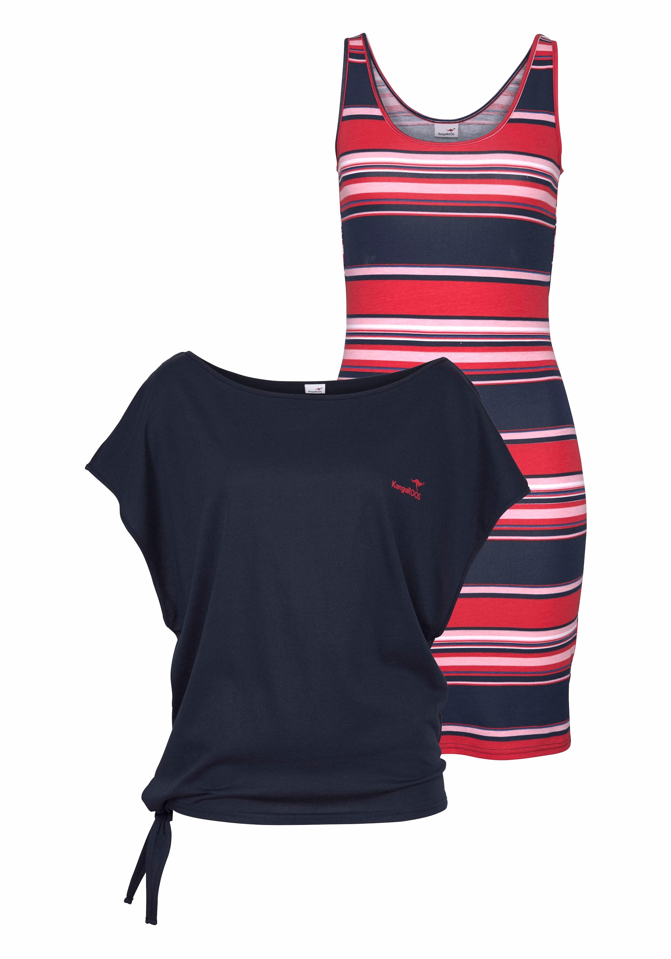 KangaROOS Jerseykleid, (Set, 2 tlg., mit T-Shirt), mit Stretchanteil