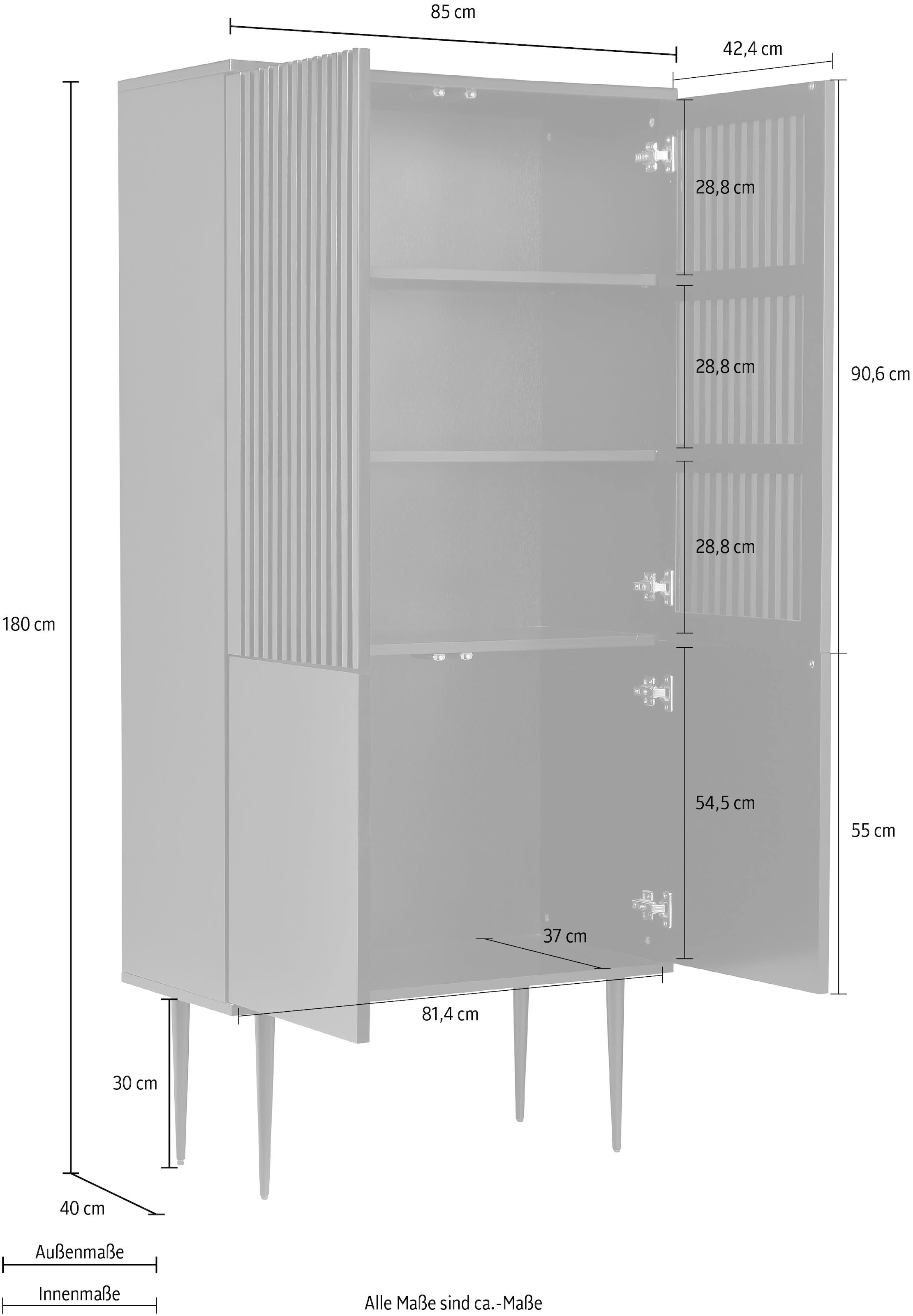 Places of Style Highboard »Saltaire«, In modernem Design, Ganzmetall-Scharniere