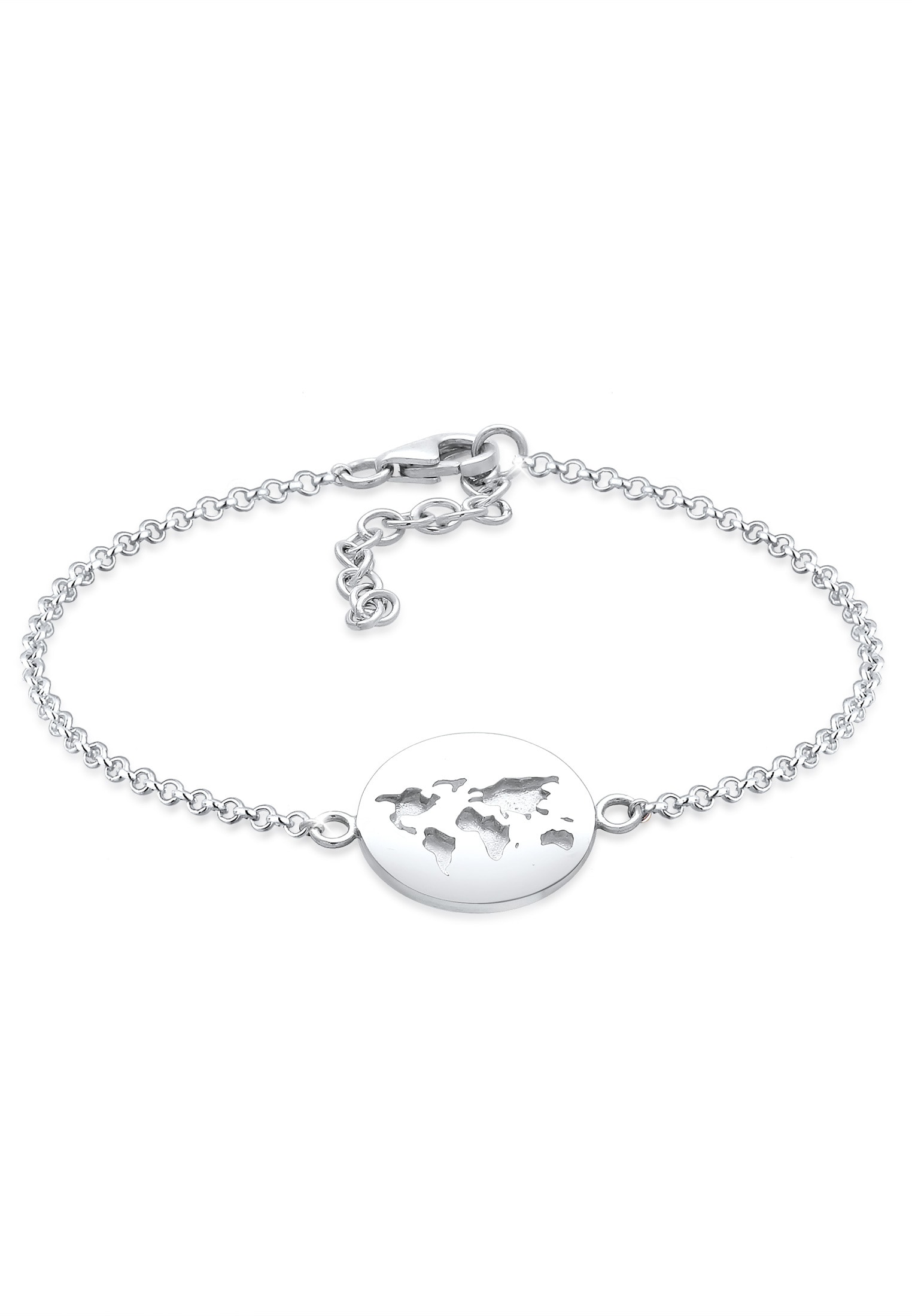 Elli Armkette »Armband Weltkugel Plättchen Anhänger 925 Sterling Silber«