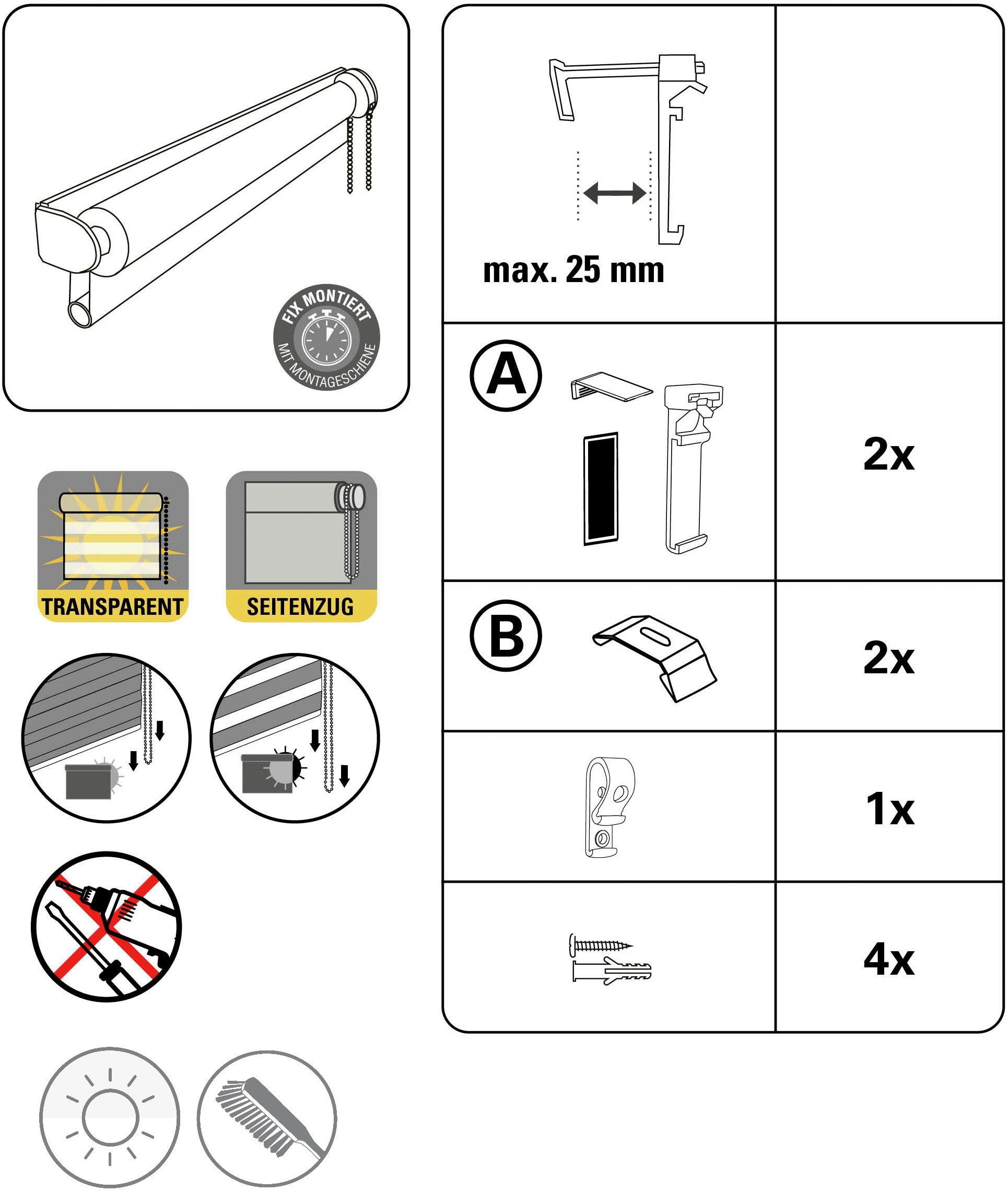 GARDINIA Doppelrollo »EASYFIX Doppelrollo mit Montageschiene« blickdicht ohne Bohren Schraubmontage möglich