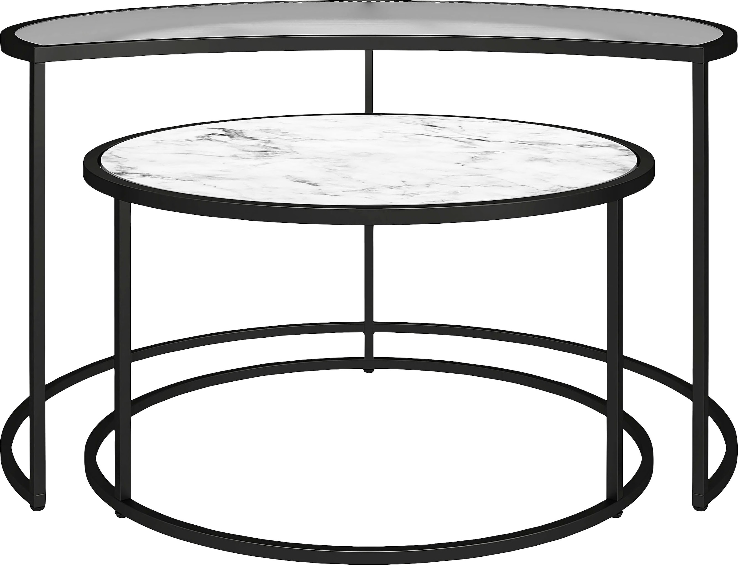 Dorel Home Couchtisch »Moon«, (2 St.), mit obere Tischplatte aus geriffeltem Glas, Höhe 45 cm