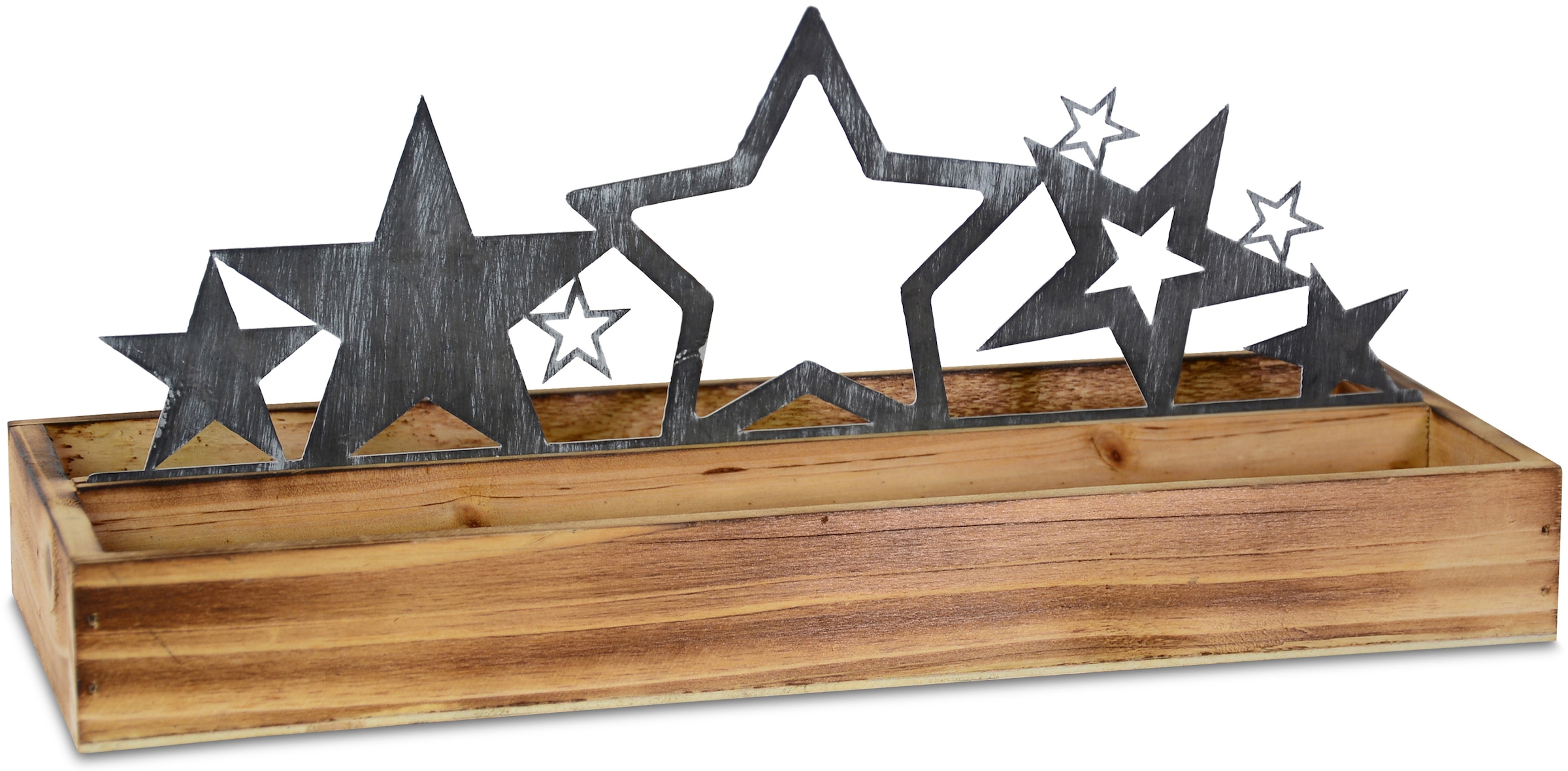 RIFFELMACHER & WEINBERGER Tablett »Sternensilhouette, Weihnachtsdeko«,  Holz-Tablett mit Metall Sternensilhouette, Advent-Tablett mit 3 Jahren XXL  Garantie
