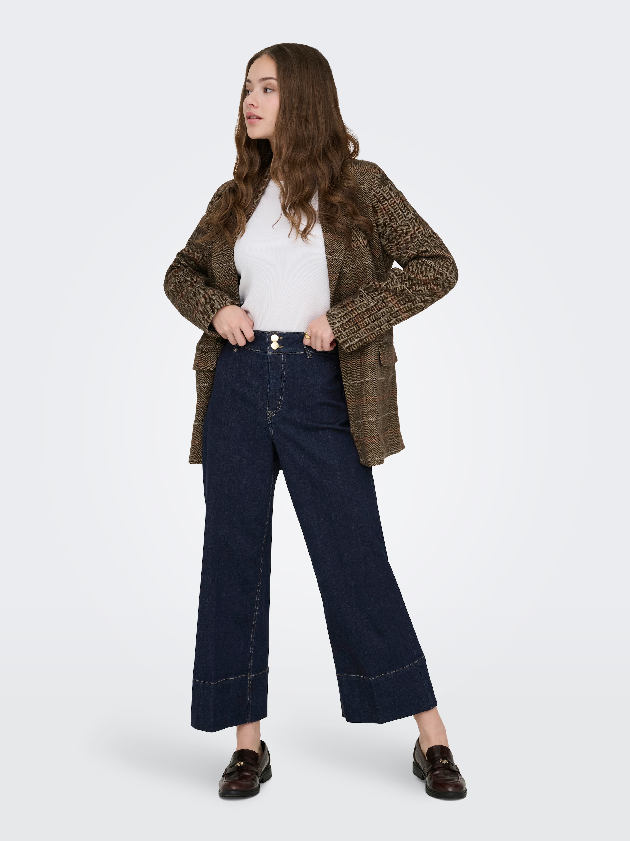 ONLY High-waist-Jeans »ONLMADISON HW DO BT CRP WD DNM GUA85NOOS« Materialmix, High Waist