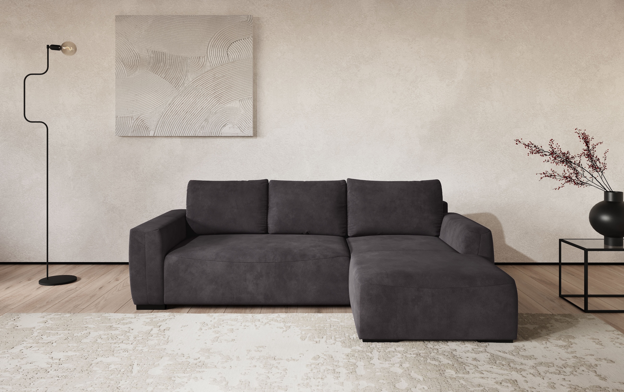 COTTA Ecksofa »Giro L-Form, Recamiere, Breite 252 cm« wahlweise mit Bettkasten und Trendbezug CORD!
