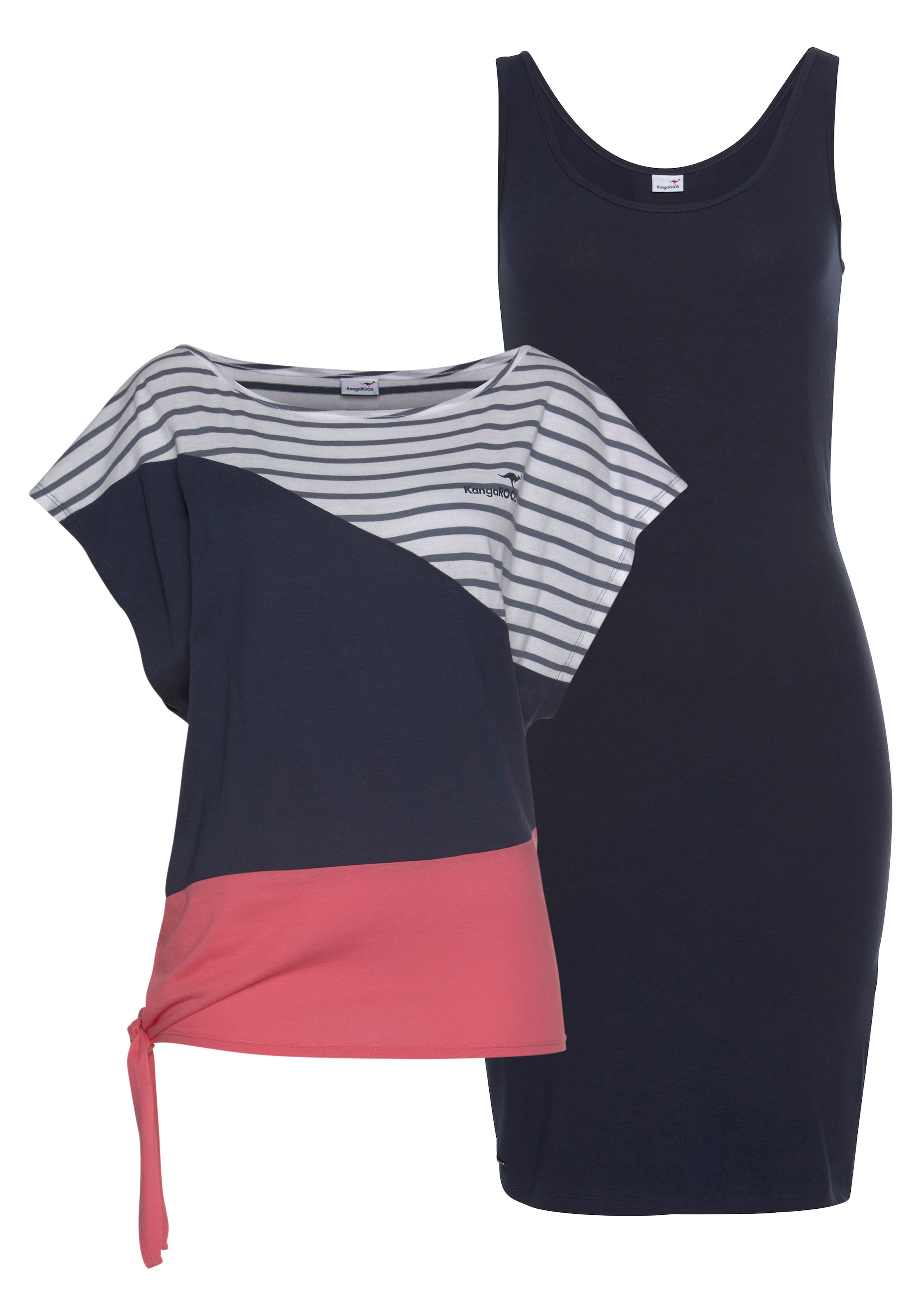Kombination Kleid Shirt 2-in-1-Kleid, und tlg.), bei ♕ zweiteiliger KangaROOS in (2 sommerlicher