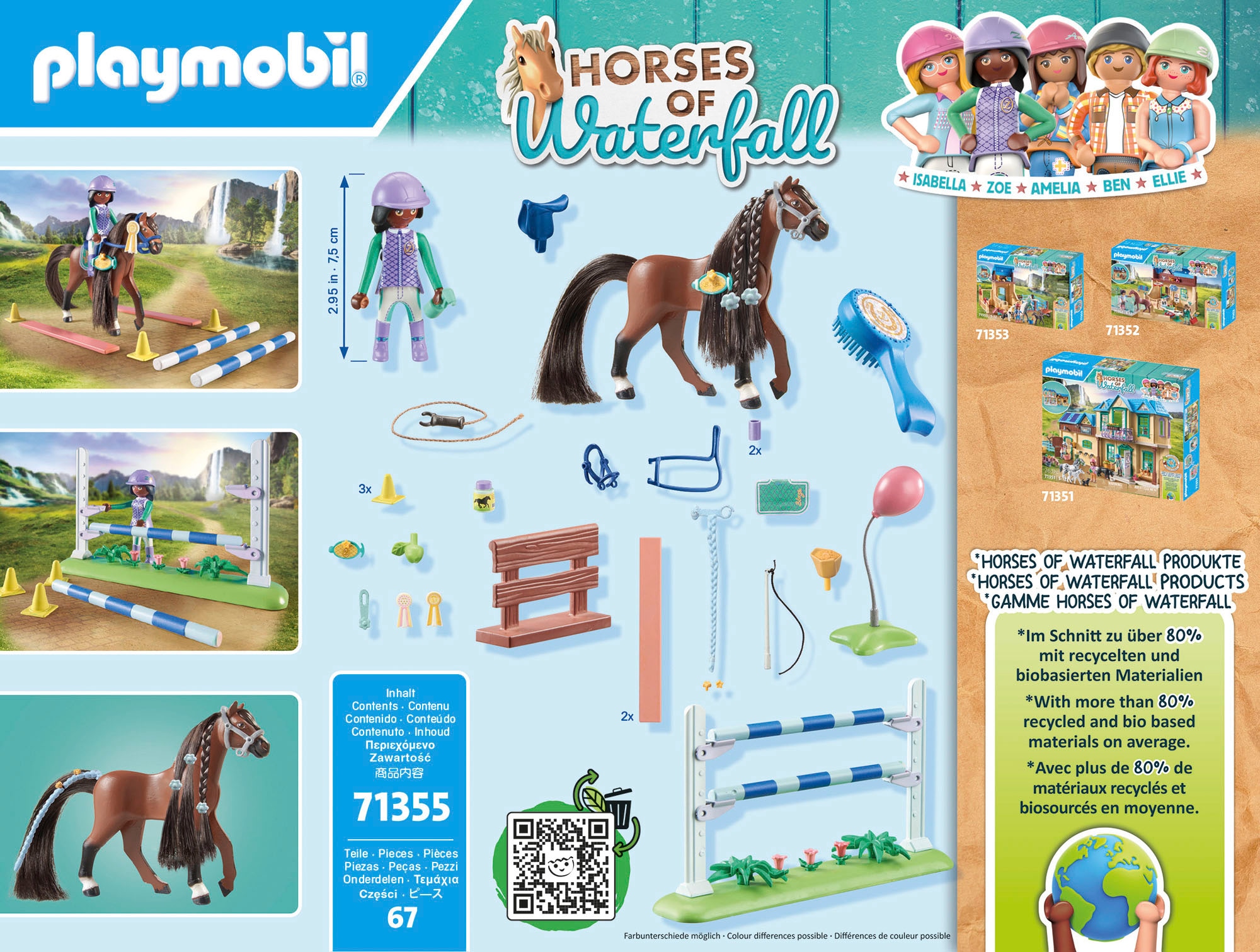 Playmobil® Konstruktions-Spielset »Zoe & Blaze mit Turnierparcours (71355), Horses of Waterfall« teilweise aus recyceltem Material
