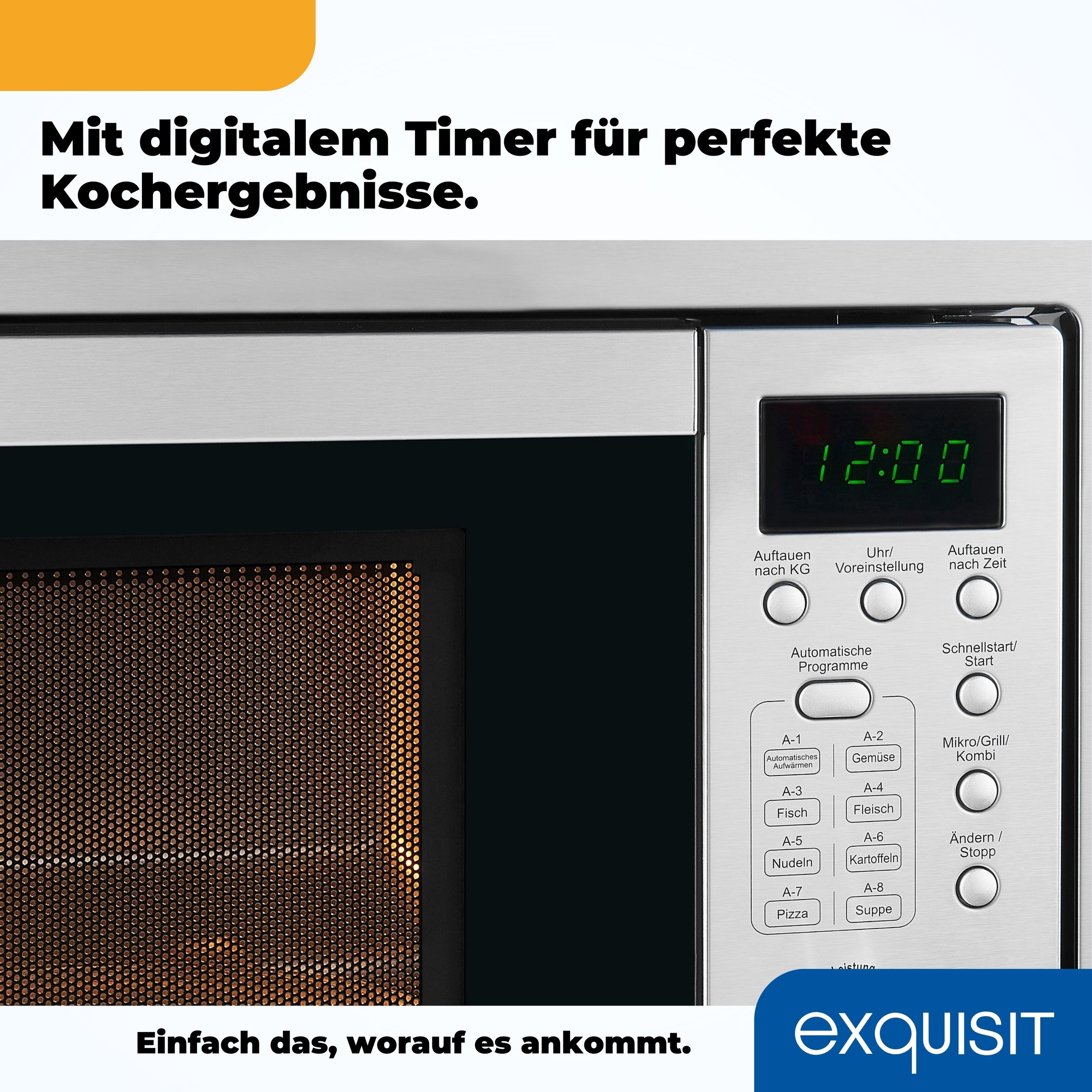 exquisit Einbau-Mikrowelle »EMW 20.1 G« 1250 W Schonend Auftauen,schnell Aufwärmen, Grillen-einfach per Knopfdruck