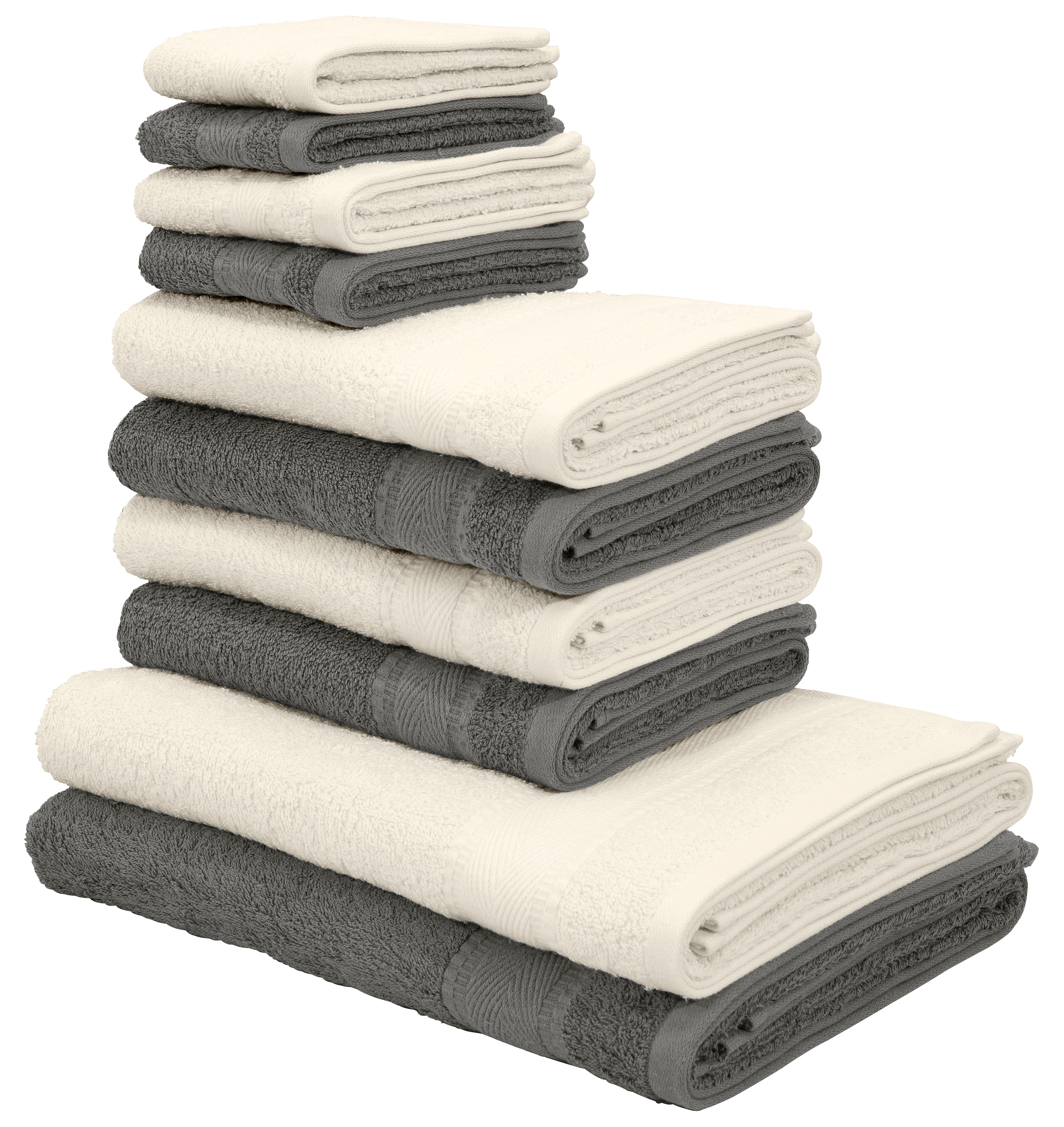 my home Handtuch Set 10 100% Baumwolle, weich, Set, »Afri«, tlg., mit Handtücher aus zweifarbig, Bordüre Walkfrottee