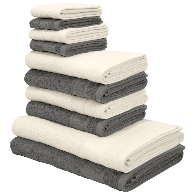 my home Handtuch Set »Afri«, Set, 10 tlg., Walkfrottee, zweifarbig,  Handtücher aus 100% Baumwolle, weich, mit Bordüre