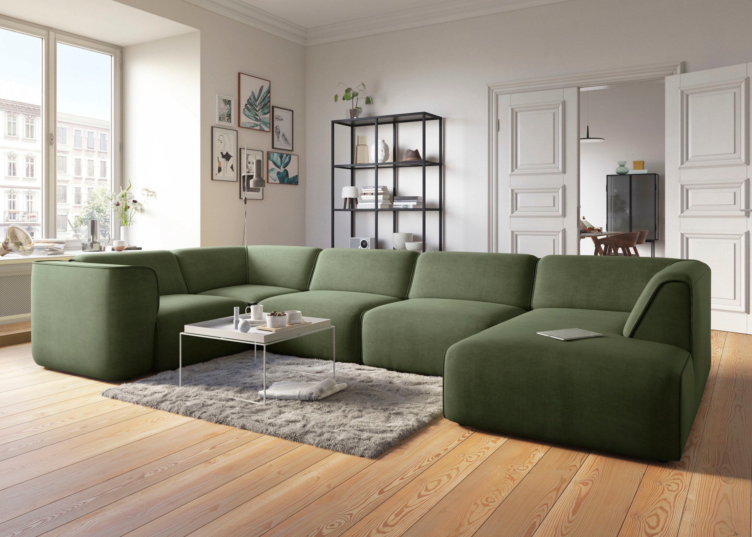 RAUM.ID Wohnlandschaft »Merid U-Form, jederzeit durch Module erweiterbar, B/T/H: 367/206/70 cm«, als Modul oder separat verwendbar, für individuelle Zusammenstellung