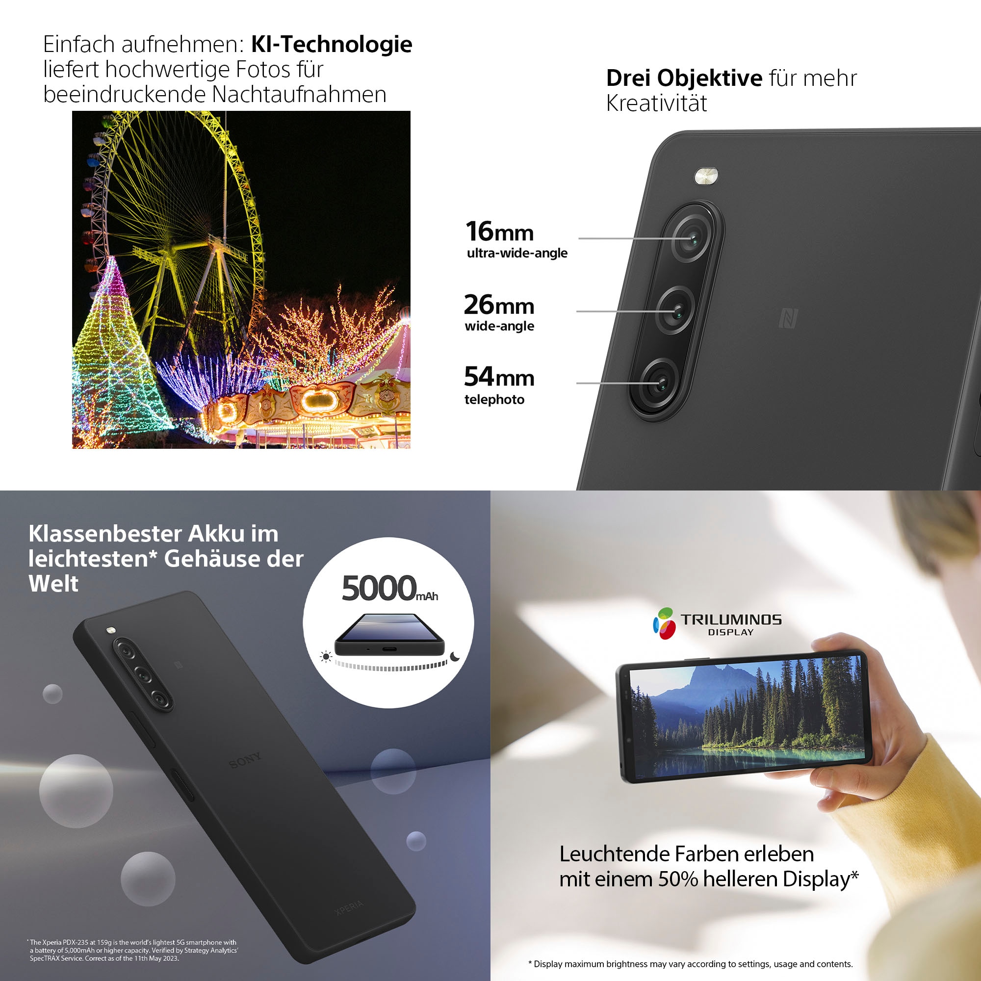 Sony Smartphone »XPERIA 10V«, Gojischwarz, 15,5 cm/6,1 Zoll, 128 GB  Speicherplatz, 48 MP Kamera ➥ 3 Jahre XXL Garantie | UNIVERSAL