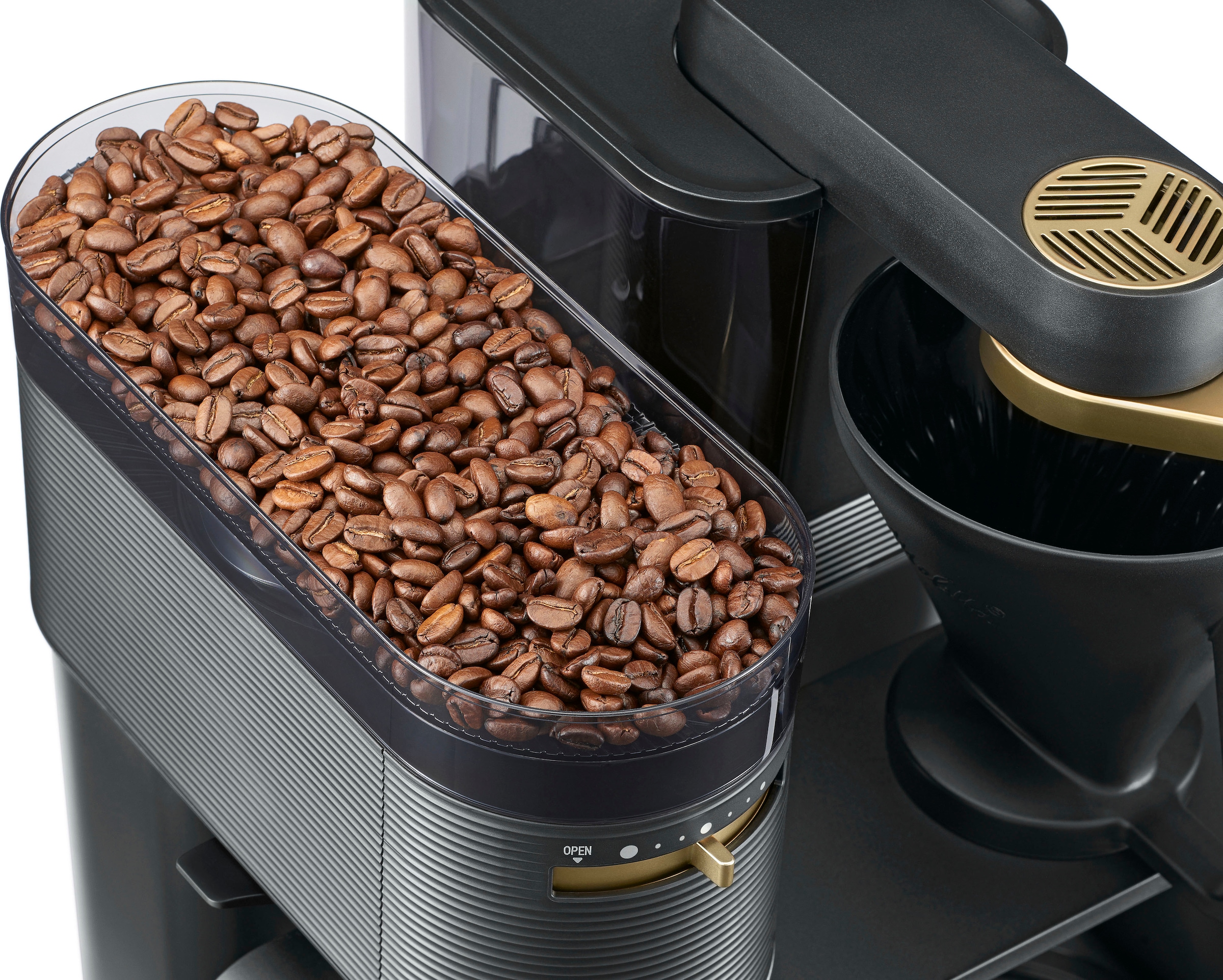 Kaffeemaschine mit Papierfilter, Jahren 1 Mahlwerk 360°rotierender XXL Garantie 1x4, Kaffeekanne, l Melitta »EPOS® Wasserauslauf mit Schwarz/Gold, 3 1024-04«,
