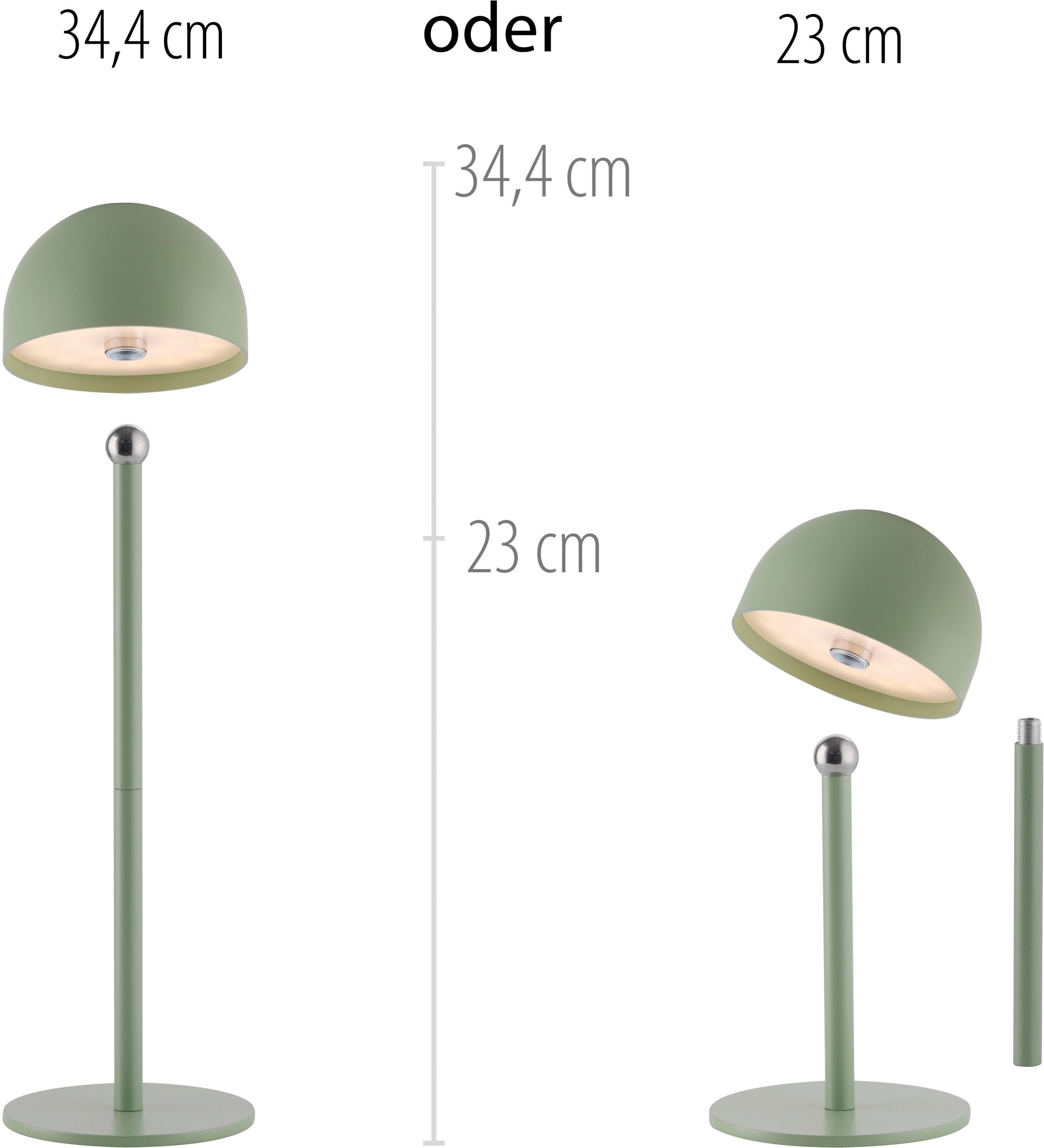 OTTO home Tischleuchte »Akku Tischlampe Gerrin Indoor Outdoor, magnetischer Flaschenaufsatz« LED-Board Warmweiß Pilzlampe Flaschenaufsatz, Regulierung der Lichtstärke, Pilz, Lampe