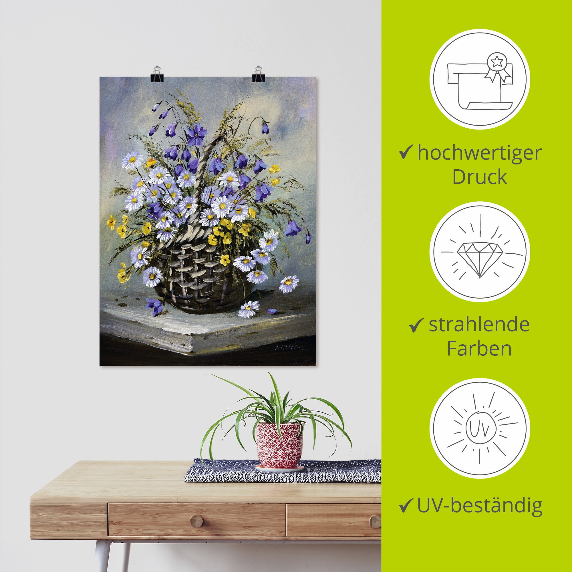 Artland Wandbild »Bunter Korb« Blumen 1 Stk. tlg. als Leinwandbild, Poster in verschied. Größen