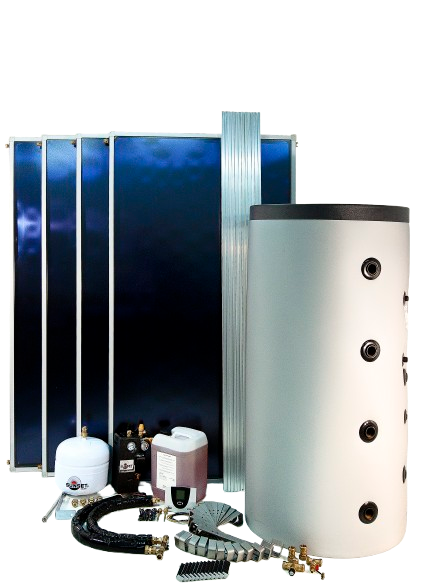 Sunset Solaranlage »»SUNone 6 HZ/2F««, (Komplett-Set), inkl. 600 Liter-Hygiene-Speicher zur BW-Erwärmung und HZ-Unterstützung
