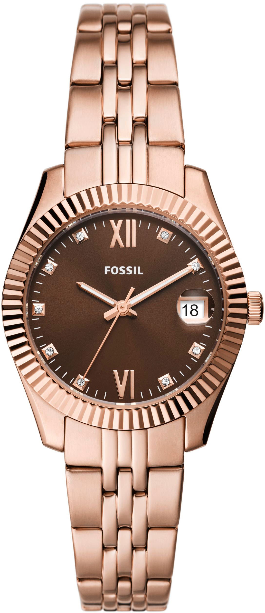 Fossil Quarzuhr »SCARLETTE MINI, ES5324«, Armbanduhr, Damenuhr, Datum, analog