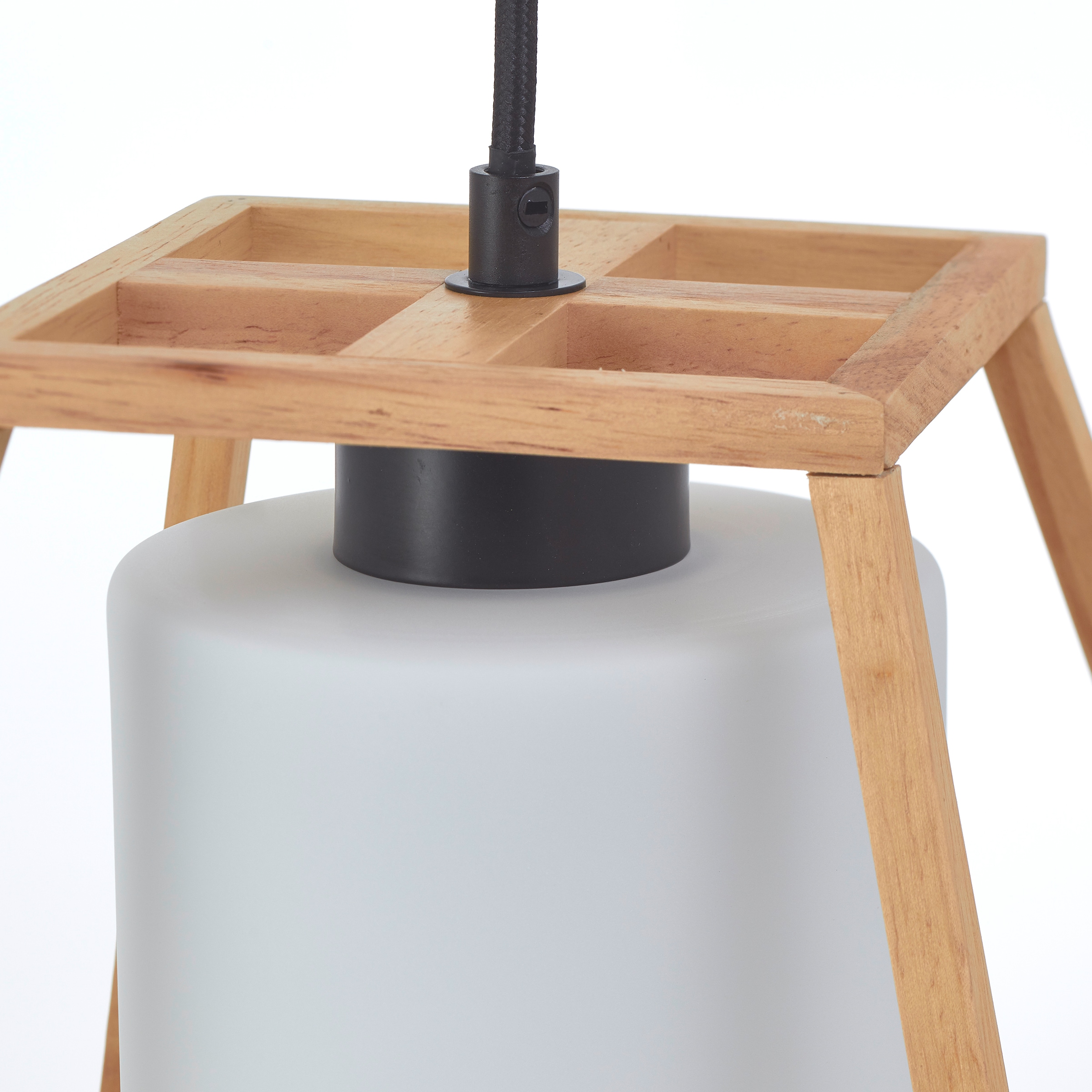 Brilliant Pendelleuchte »Giseh«, 1 flammig, Leuchtmittel E27 | ohne Leuchtmittel, 23 x 23 x 120 cm, E27, kürzbar, Holz/Glas, natur/weiß