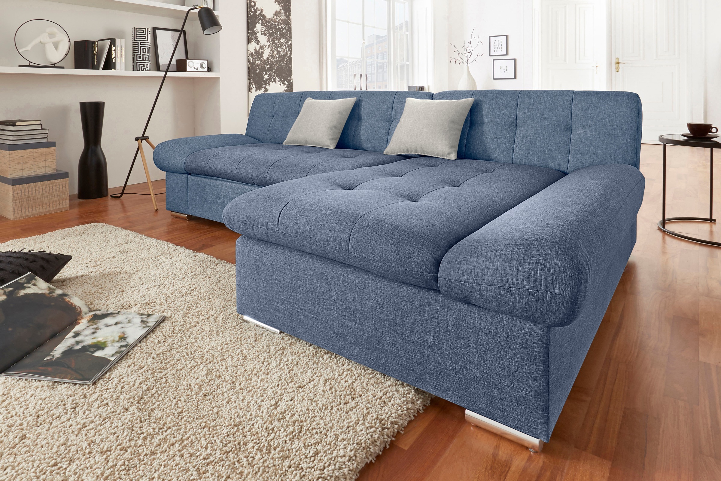 TRENDMANUFAKTUR Ecksofa »Reggae II, moderne Optik, Armteilverstellung, B/T 237/156cm, L-Form«, wahlweise mit Bettfunktion