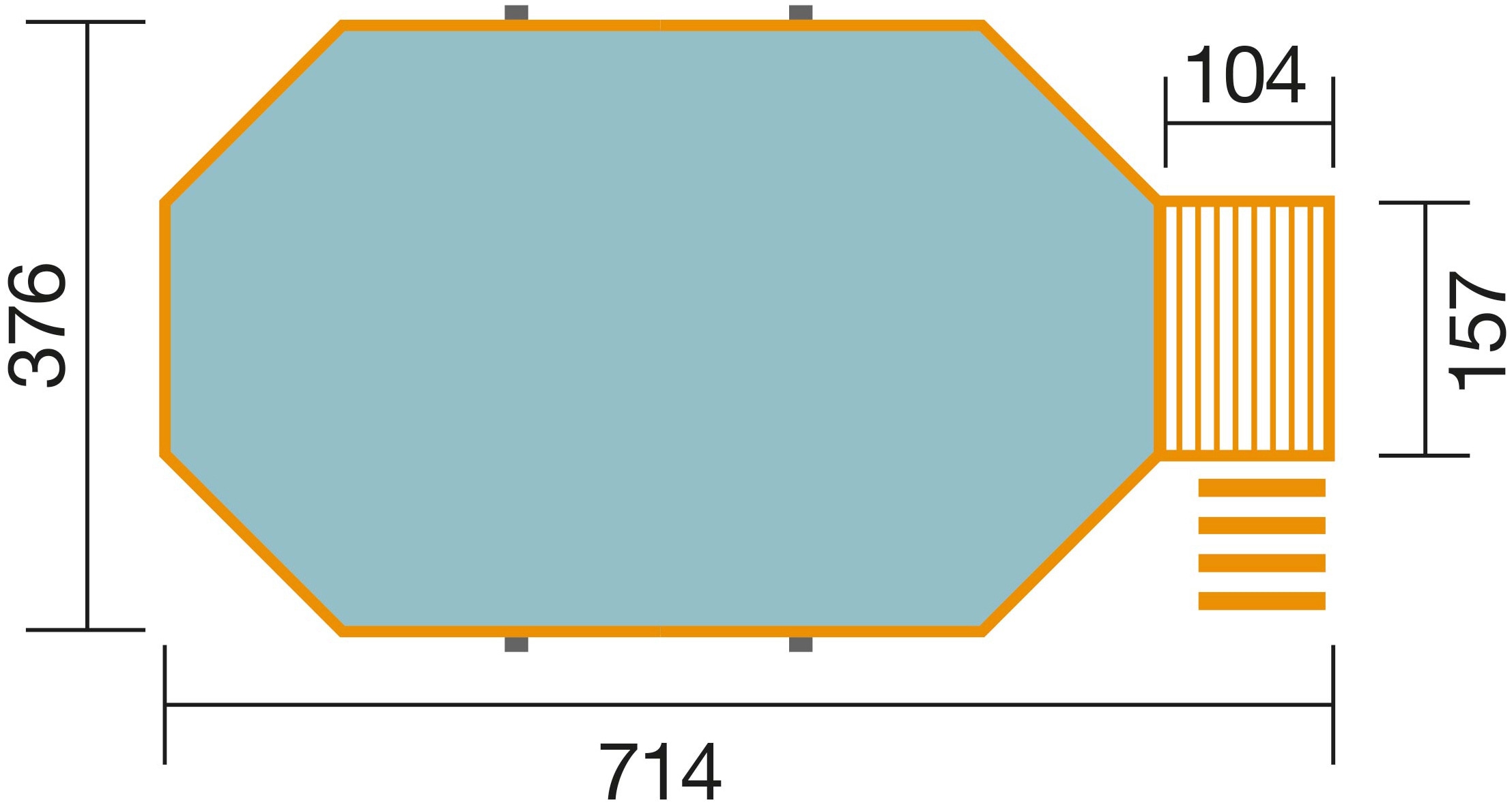 weka Achteckpool »Mali 4 mit Technikraum«, (Set, 10 tlg.), BxLxH: 376x714x116 cm