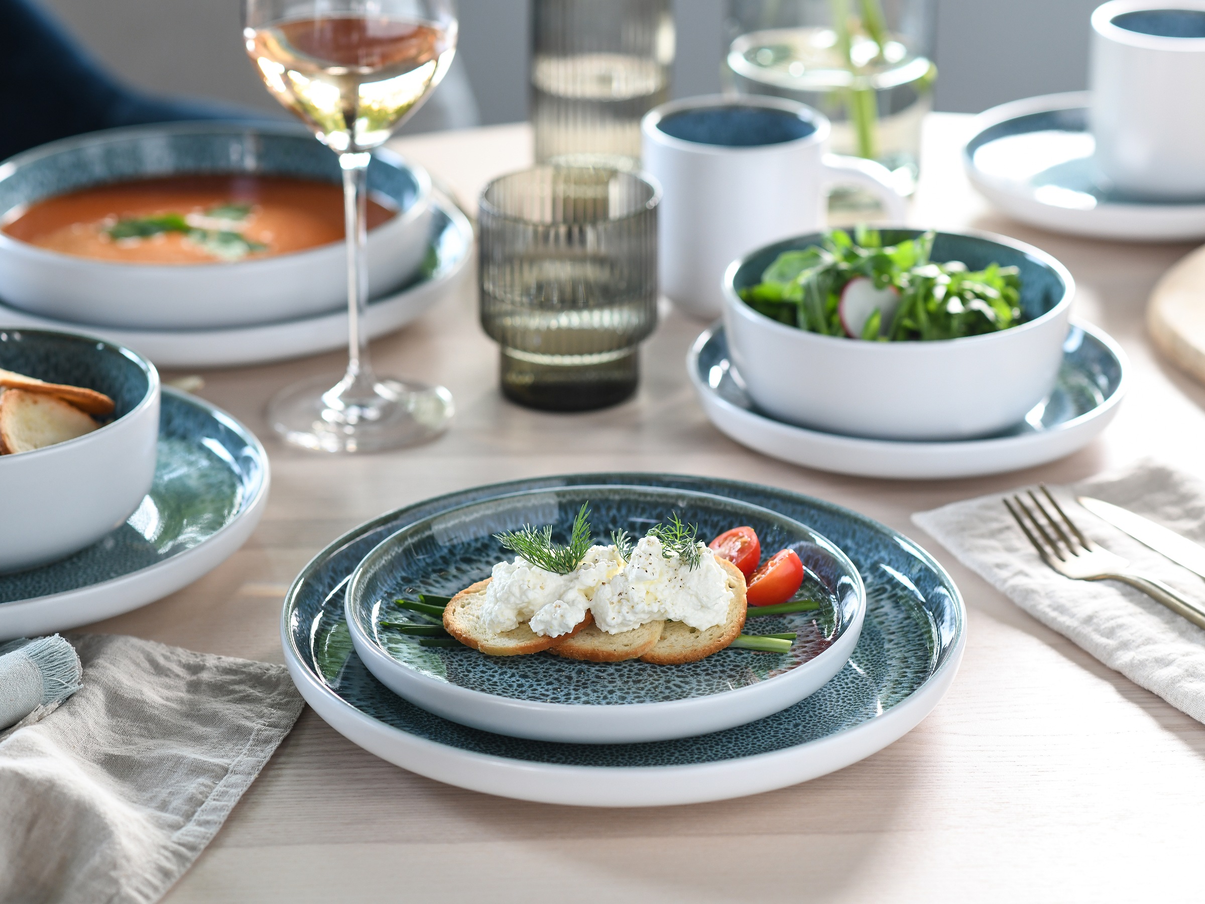 OTTO home Tafelservice »Teller Set, modernes Geschirr-Set, Service Novalee« hohe Haltbarkeit, spülmaschinen- & mikrowellengeeignet, Reaktivglasur