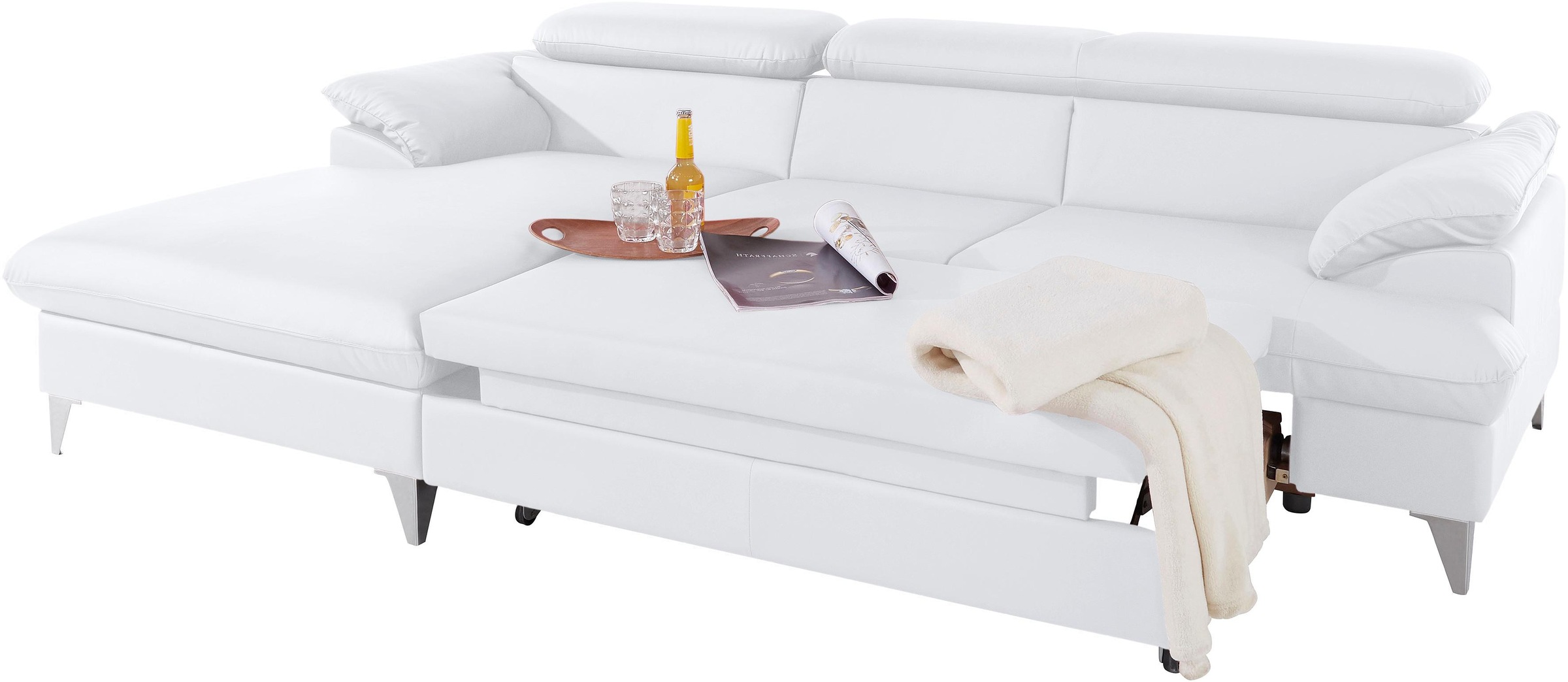 COTTA Ecksofa »Caluso L-Form«, inklusive Kopfteilverstellung, wahlweise mit Bettfunktion
