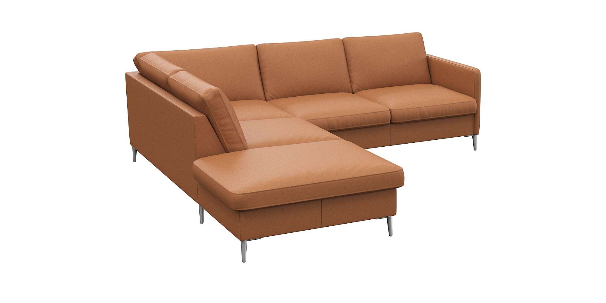 FLEXLUX Ecksofa »Fiore, L-Form«, schmale Armlehnen, Füße alufarben, B/T 234/225 cm, Kaltschaum im Sitz