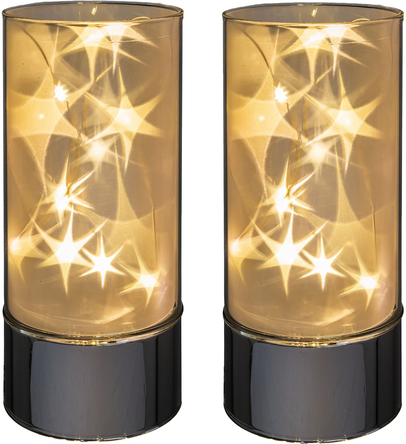 Creativ home LED-Leuchte »Weihnachtsdeko«, (Set, 2 St.), aus Glas, 2er Set, mit Sterneffekt