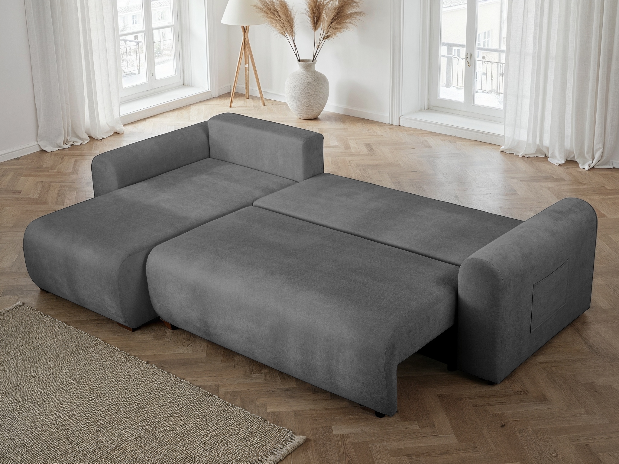 OTTO home Ecksofa »JONAA L-Form, 241cm - OTTO. Verlässliche Qualität.« 133/200cm, Recamiere links/rechts, Bettkasten, Cord u. Struktur