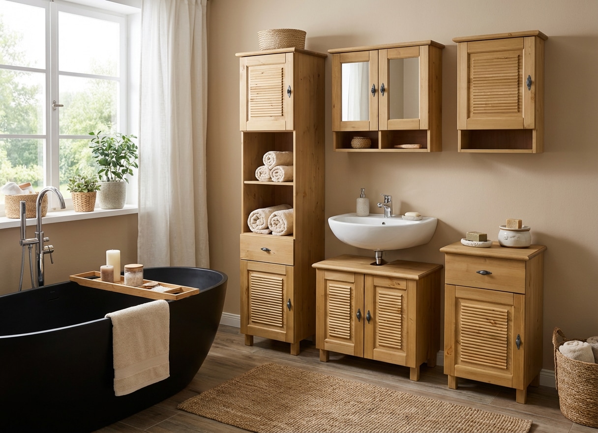 OTTO home Hochschrank »Rauna« aus massiver Kiefer, Breite 44 cm, Rillenoptik, made in EU