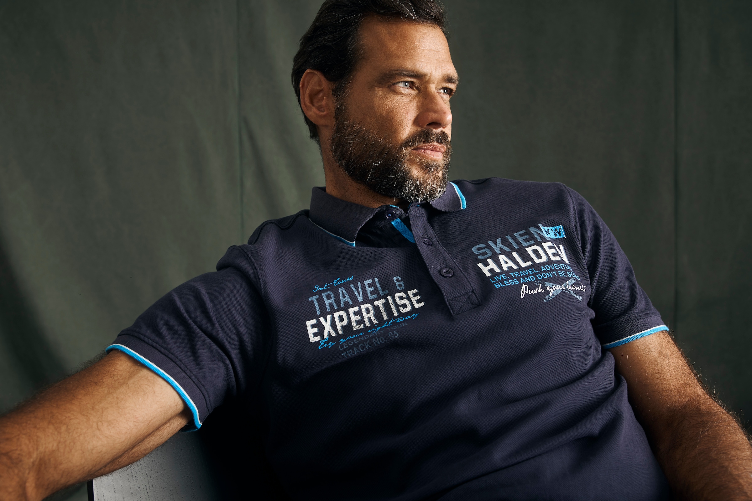 Man's World Poloshirt, Kurzarm, bedrucktes Design, Polokragen, aus Baumwolle