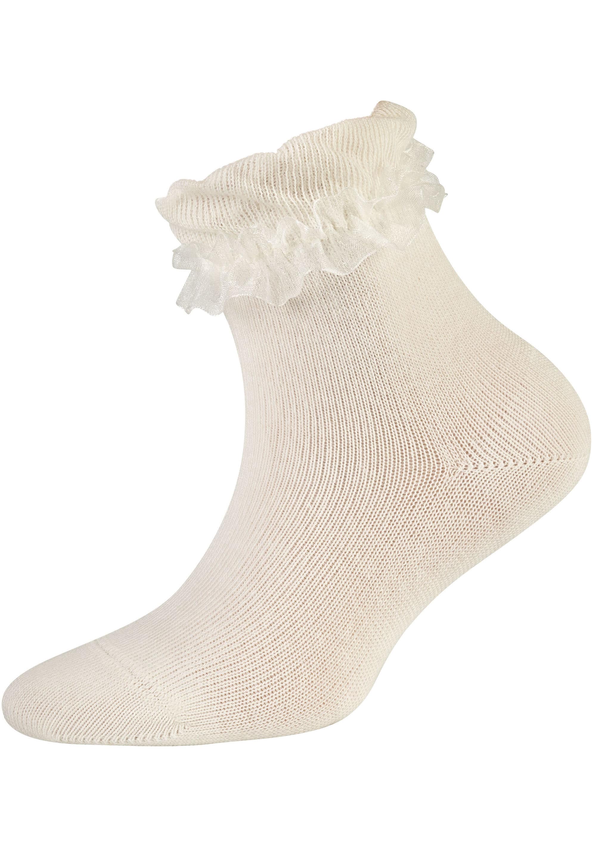 Camano Socken »ca-soft«, (4er Pack), mit romantischem Rüschendesign