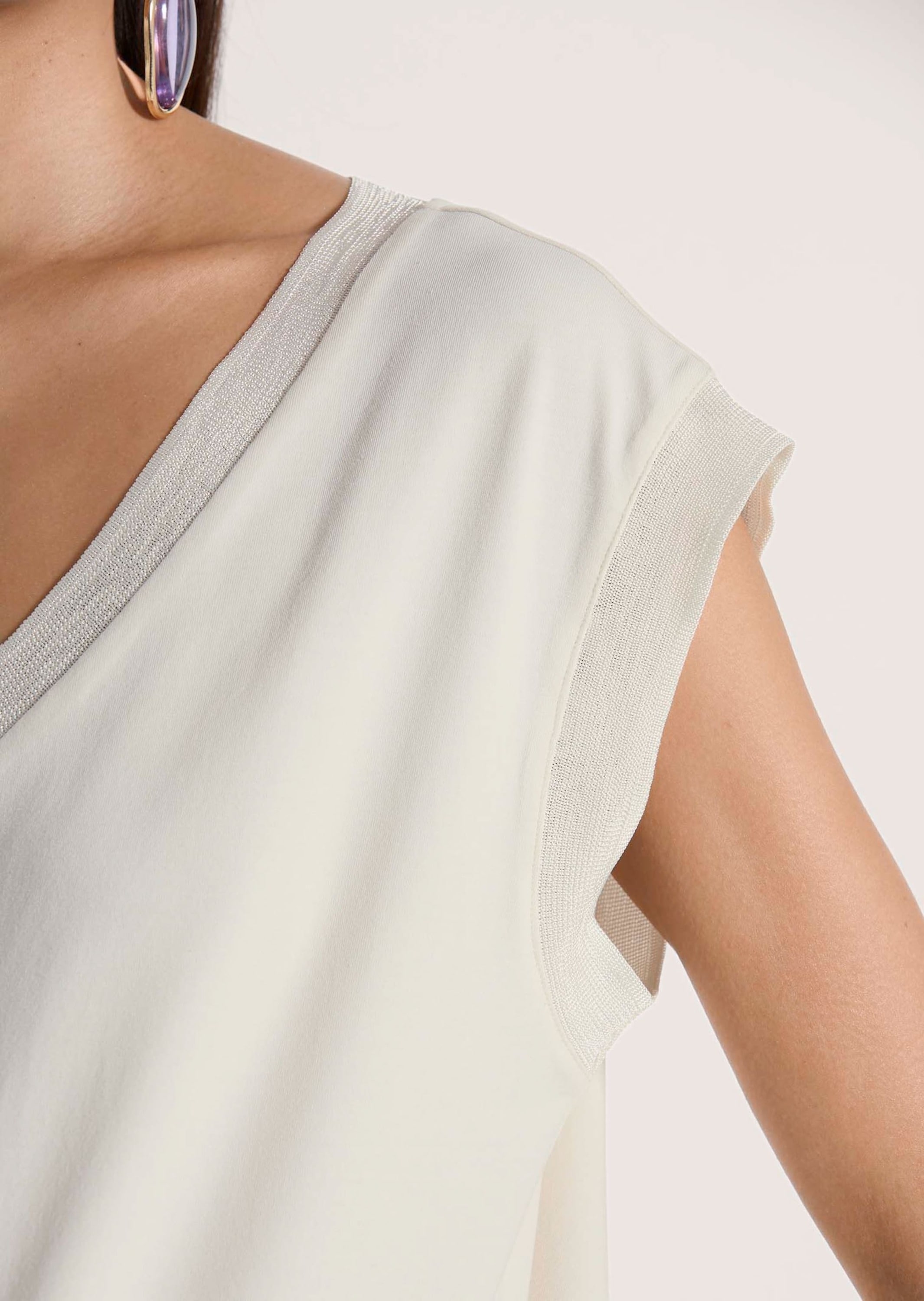 MADELEINE Kurzarmshirt »Jerseyshirt Sommershirt mit Rippenbändern« Breites Rippenband