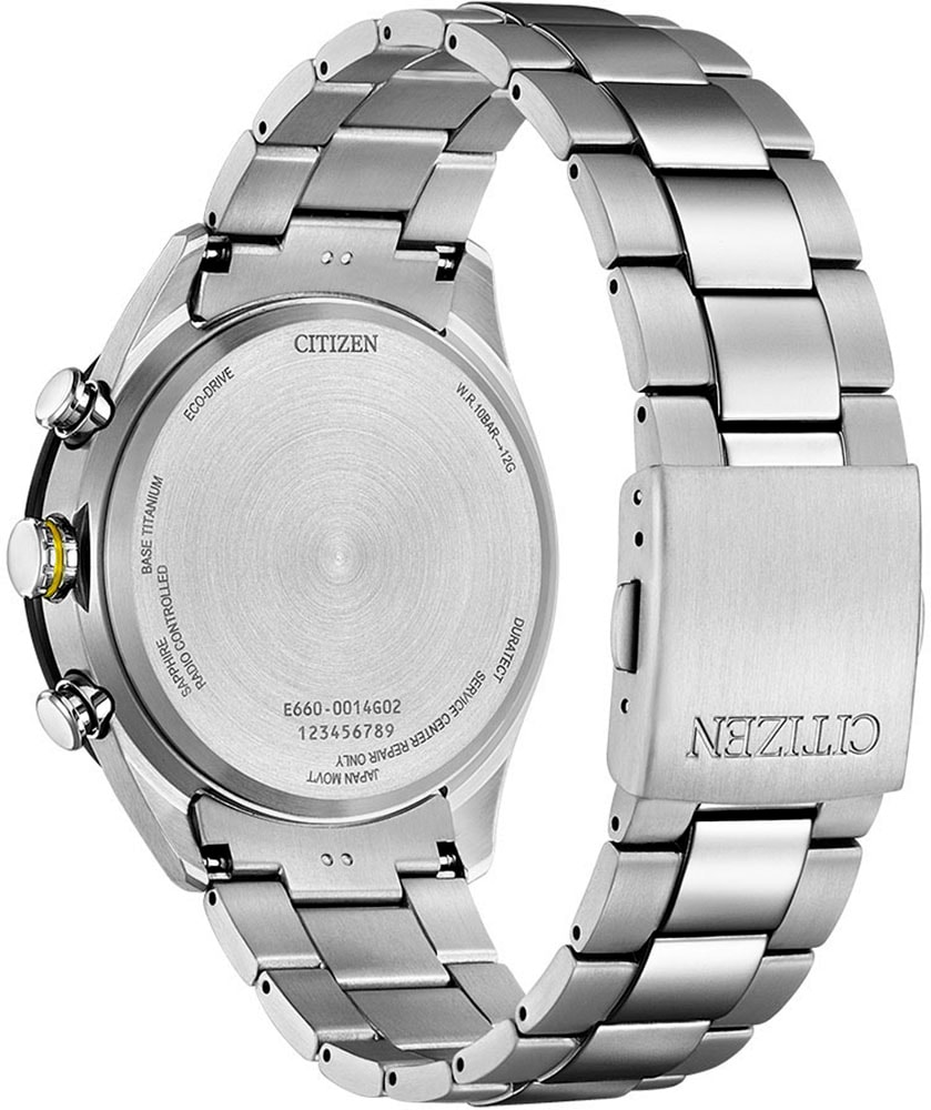 Citizen Funkchronograph, Armbanduhr, Herrenuhr, Solar, Titan, Datum, Stoppfunktion