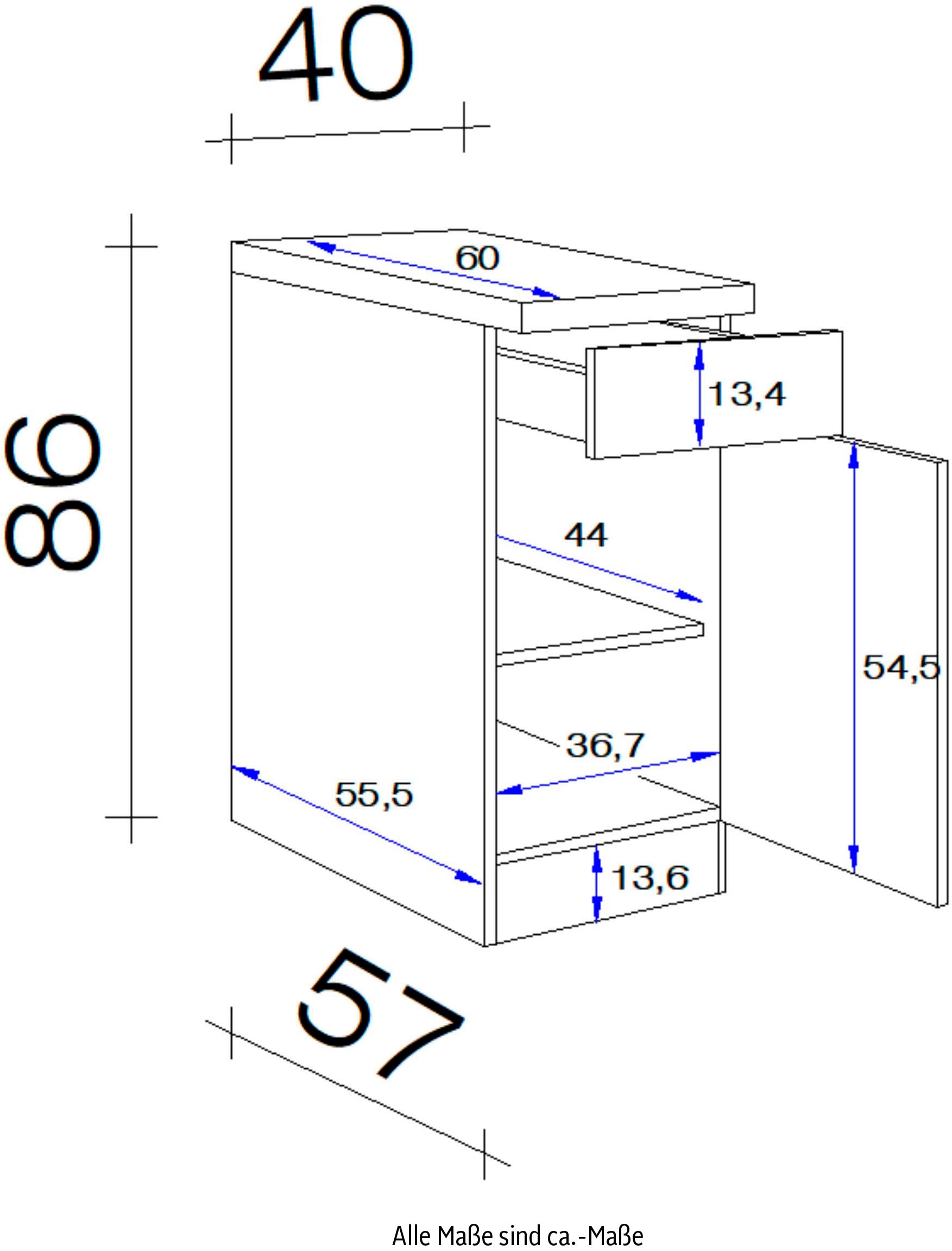 Flex-Well Unterschrank »Portland«, (B x H x T) 40 x 86 x 60 cm