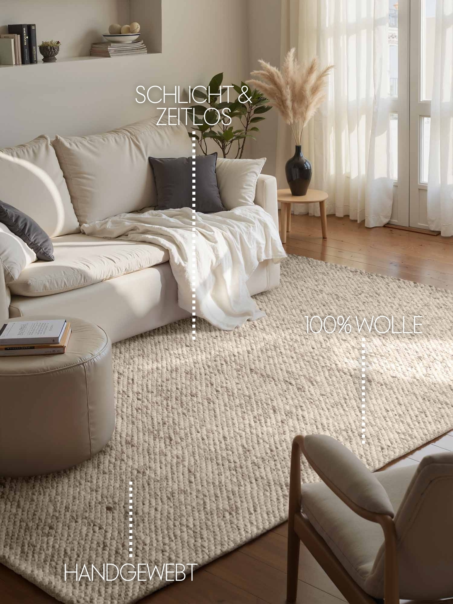 ELLE DECORATION Wollteppich »Beans« rechteckig 10 mm Höhe Handweb Teppich Wolle, Perlenstruktur, Wohnzimmer, Schlafzimmer, Flur