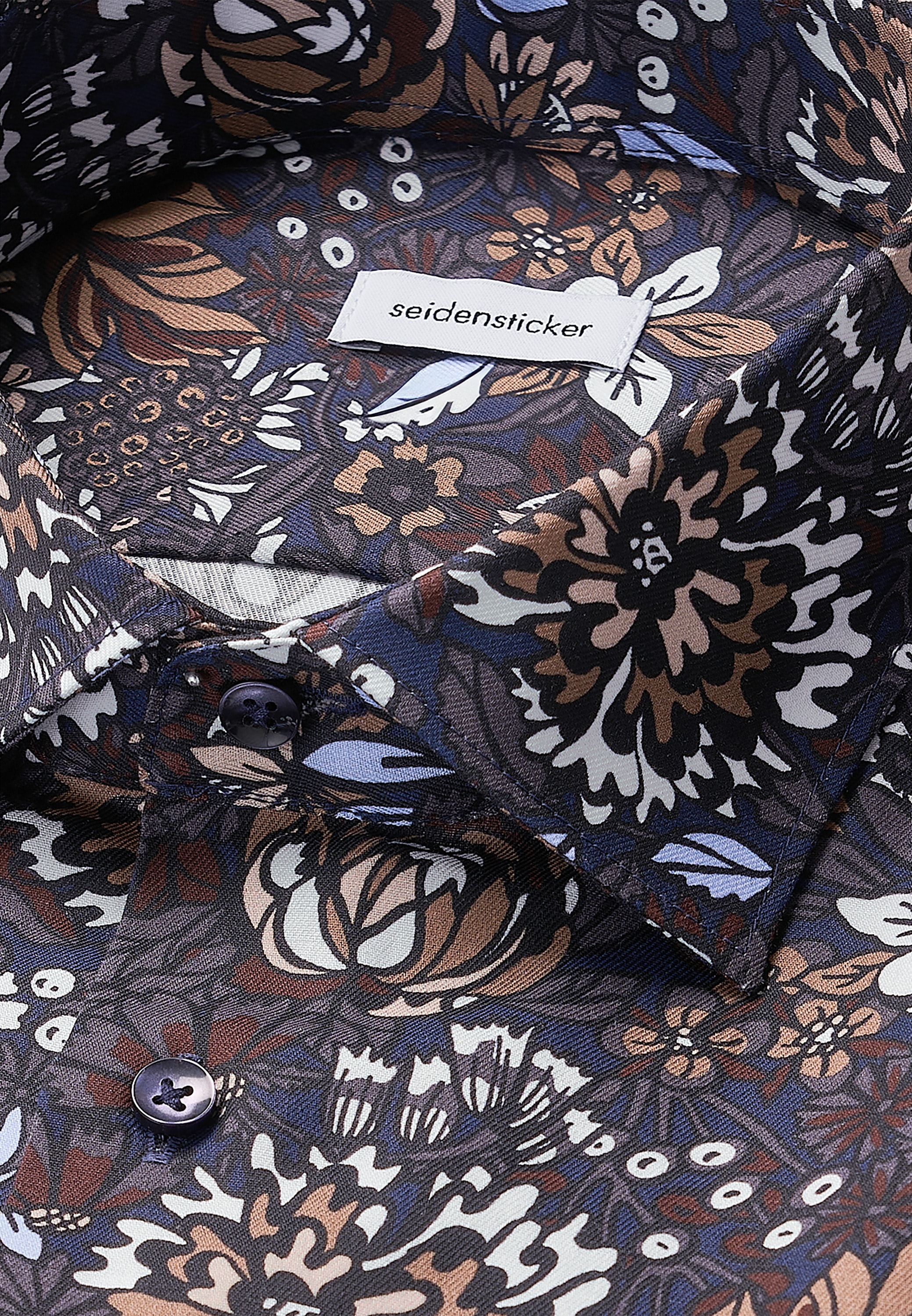 seidensticker Businesshemd »Schwarze Rose« Slim 1/1 Kentkragen Geblümt