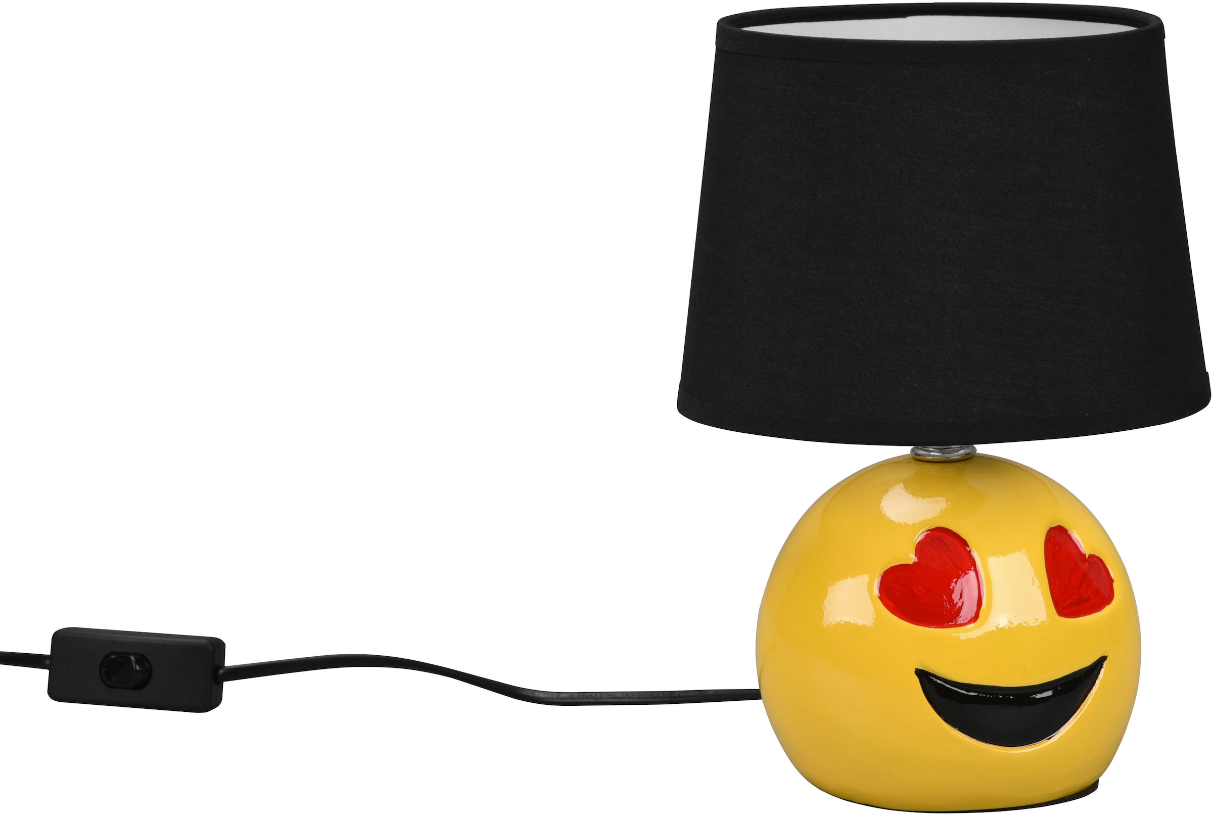 Deko »Lovely«, Schreibtischlampe Schnurschalter online Tischlampe mit Ø Garantie XXL 10W TRIO Leuchten kaufen max | Smiley-Look, flammig-flammig, exkl Jahren 1 1xE14 18cm 3
