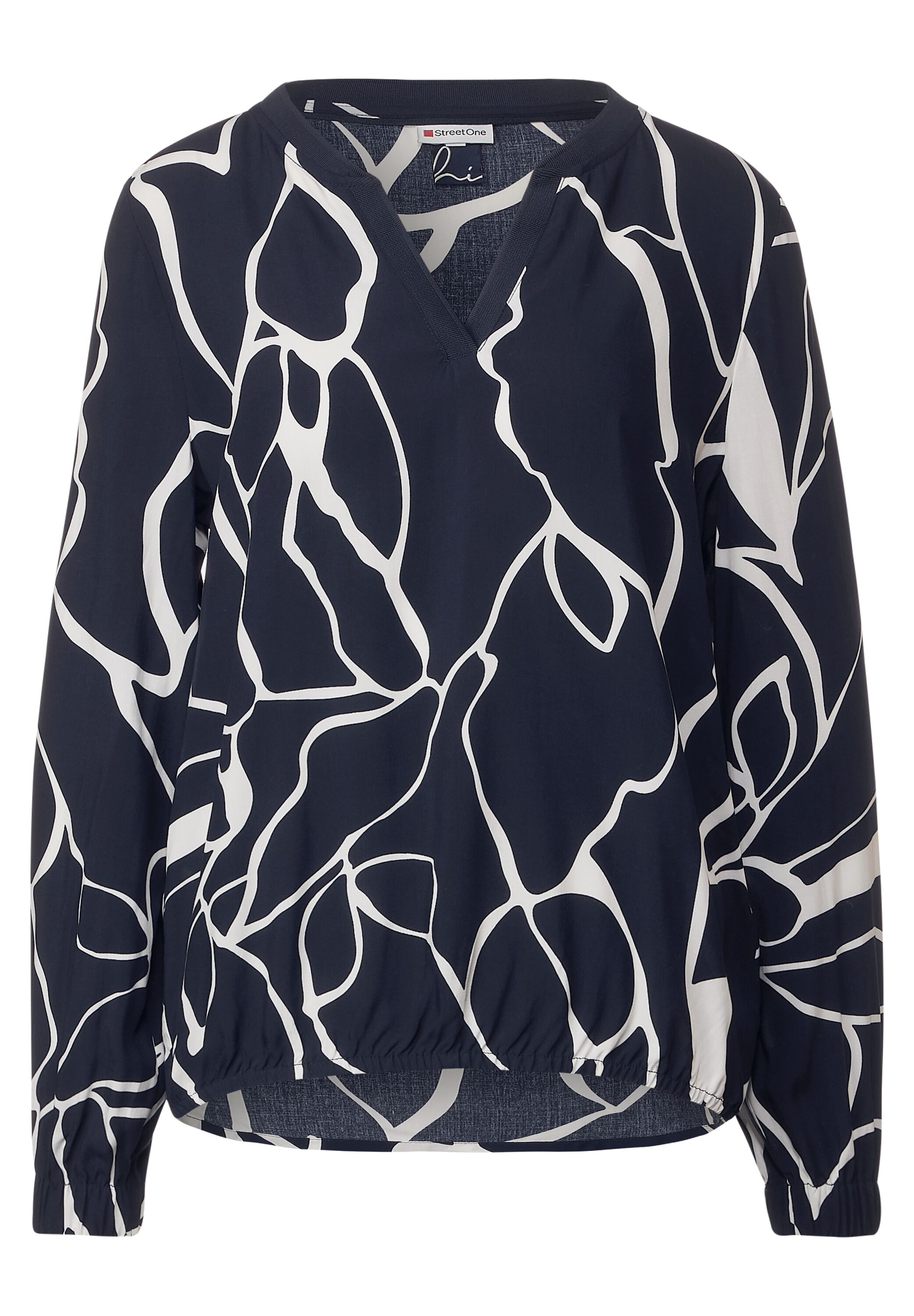 STREET ONE Druckbluse »Langarmbluse Printed splitneck blouse«, aus softer Viskose