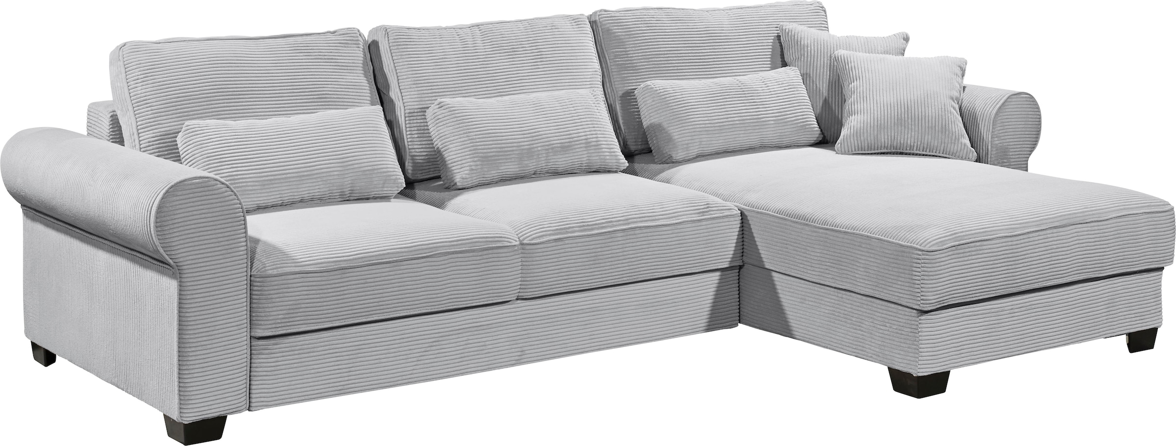 ED EXCITING DESIGN Ecksofa »Angelina L-Form«, mit Bettfunktion, Bettkasten & 5 Zierkissen