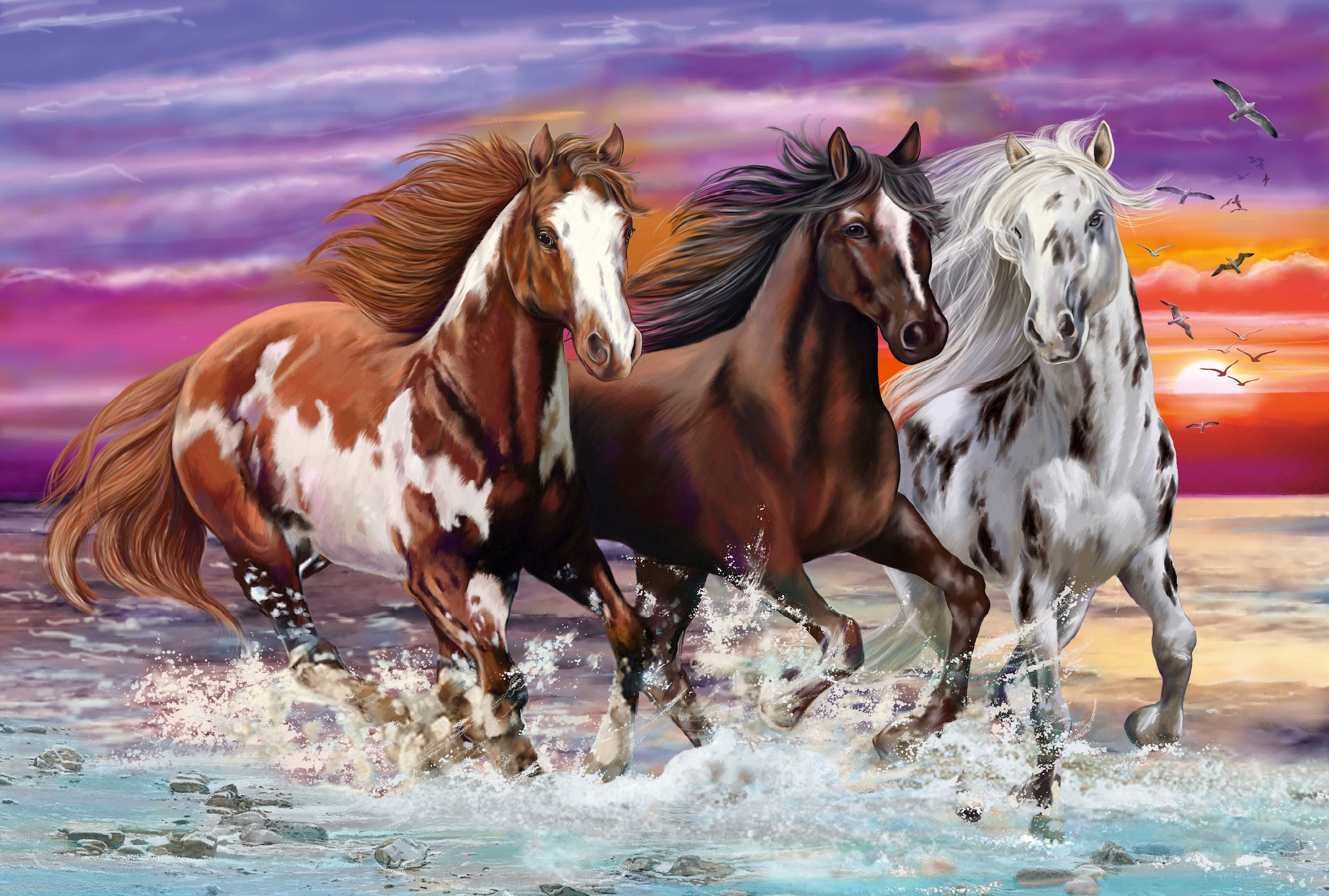 Schmidt Spiele Puzzle »Wildes Pferde-Trio«, (200 tlg.)