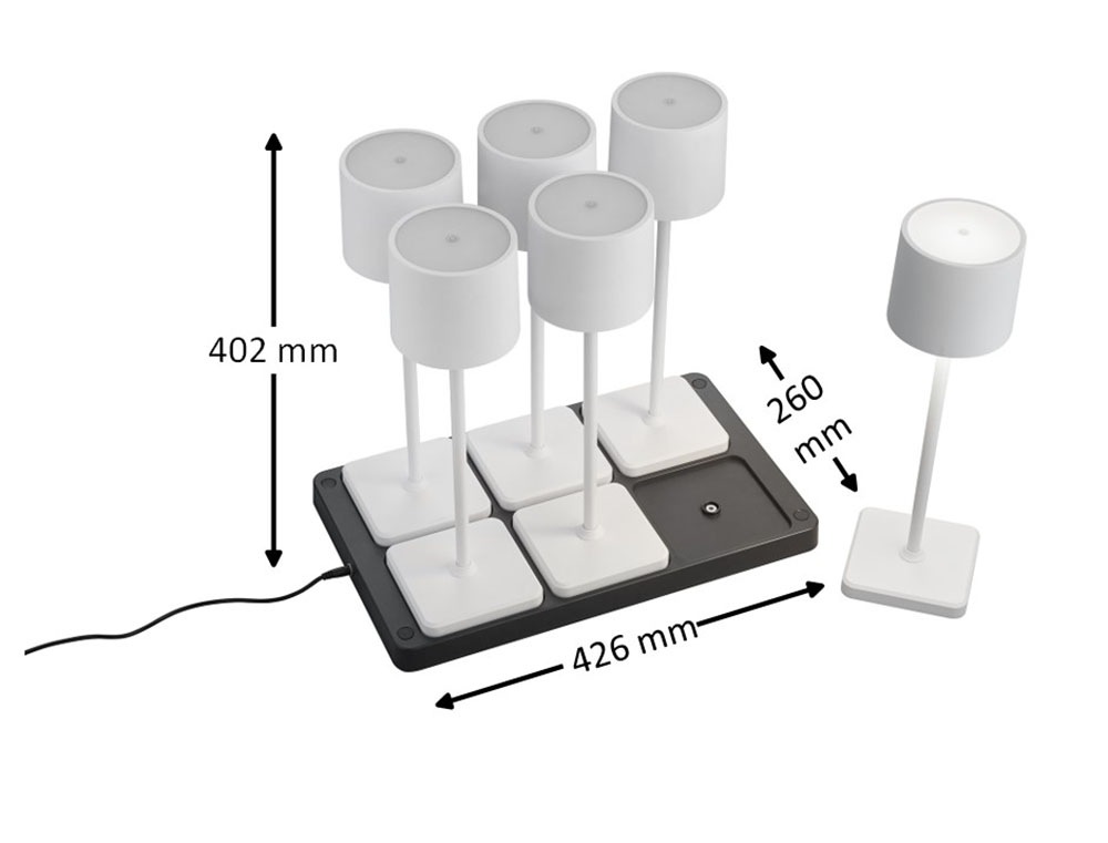 REALITY Leuchten LED Außen-Tischleuchte »Fernandez«, 1 flammig, Leuchtmittel LED-Board | LED fest integriert, Set 6-teilig inkl Induktion-Ladestation Garten Akku Tischlampe dimmbar