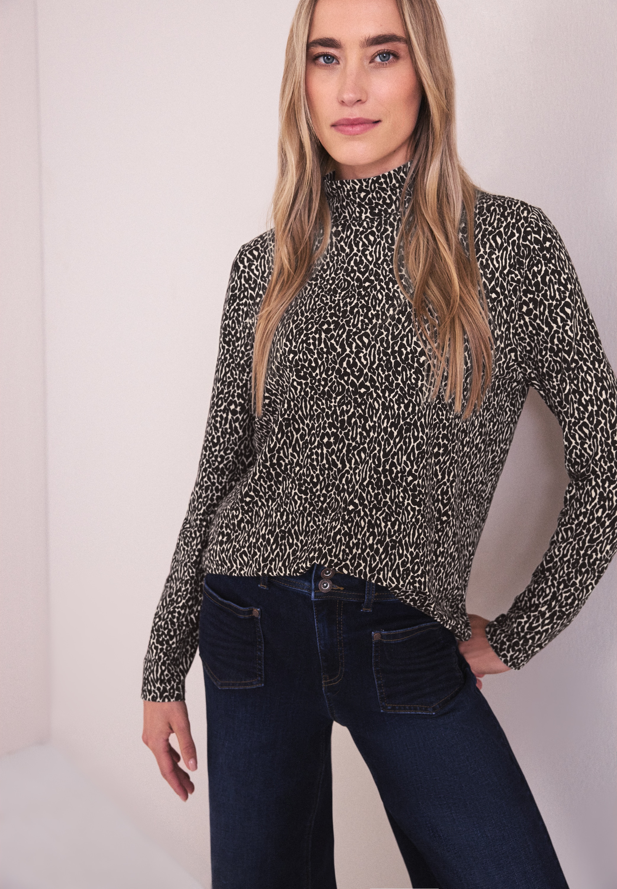 STREET ONE Langarmshirt mit Leo-Animal-Print